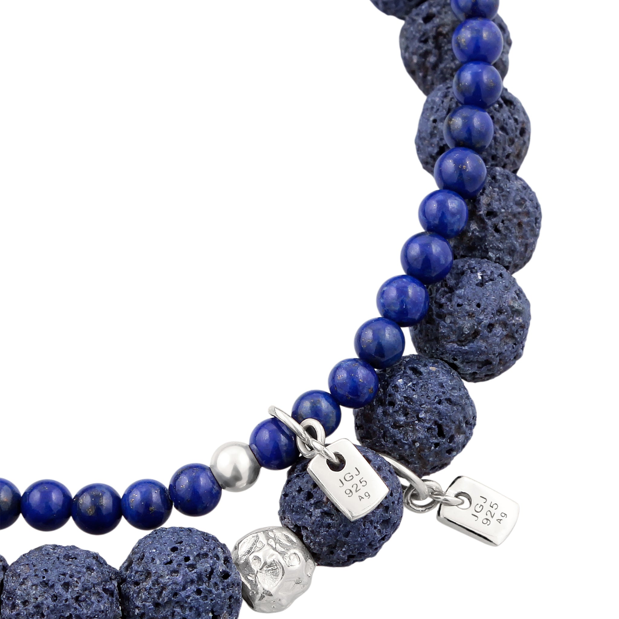 Dunkelblau - KUZZOI | Armband Beads | Lapislazuli & Lava (Blau) | 925 Sterling Silber