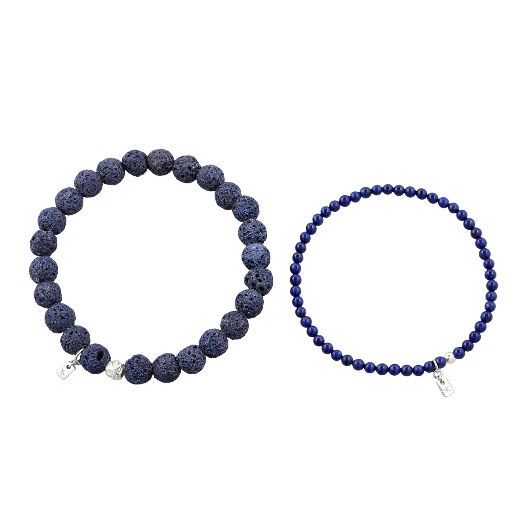 Dunkelblau - KUZZOI | Armband Beads | Lapislazuli & Lava (Blau) | 925 Sterling Silber