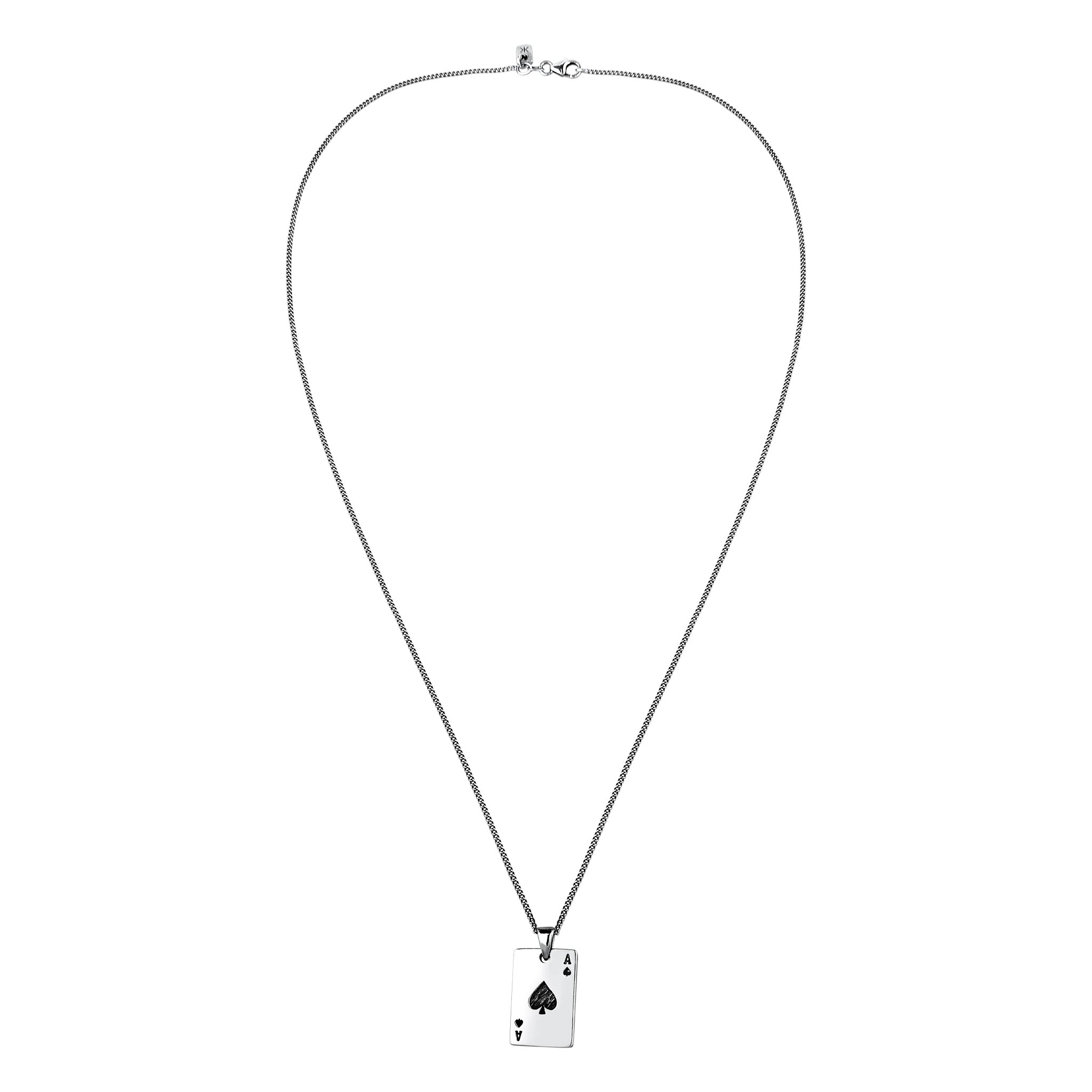Silber - KUZZOI | Halskette Anhänger Ass Karte | 925 Sterling Silber