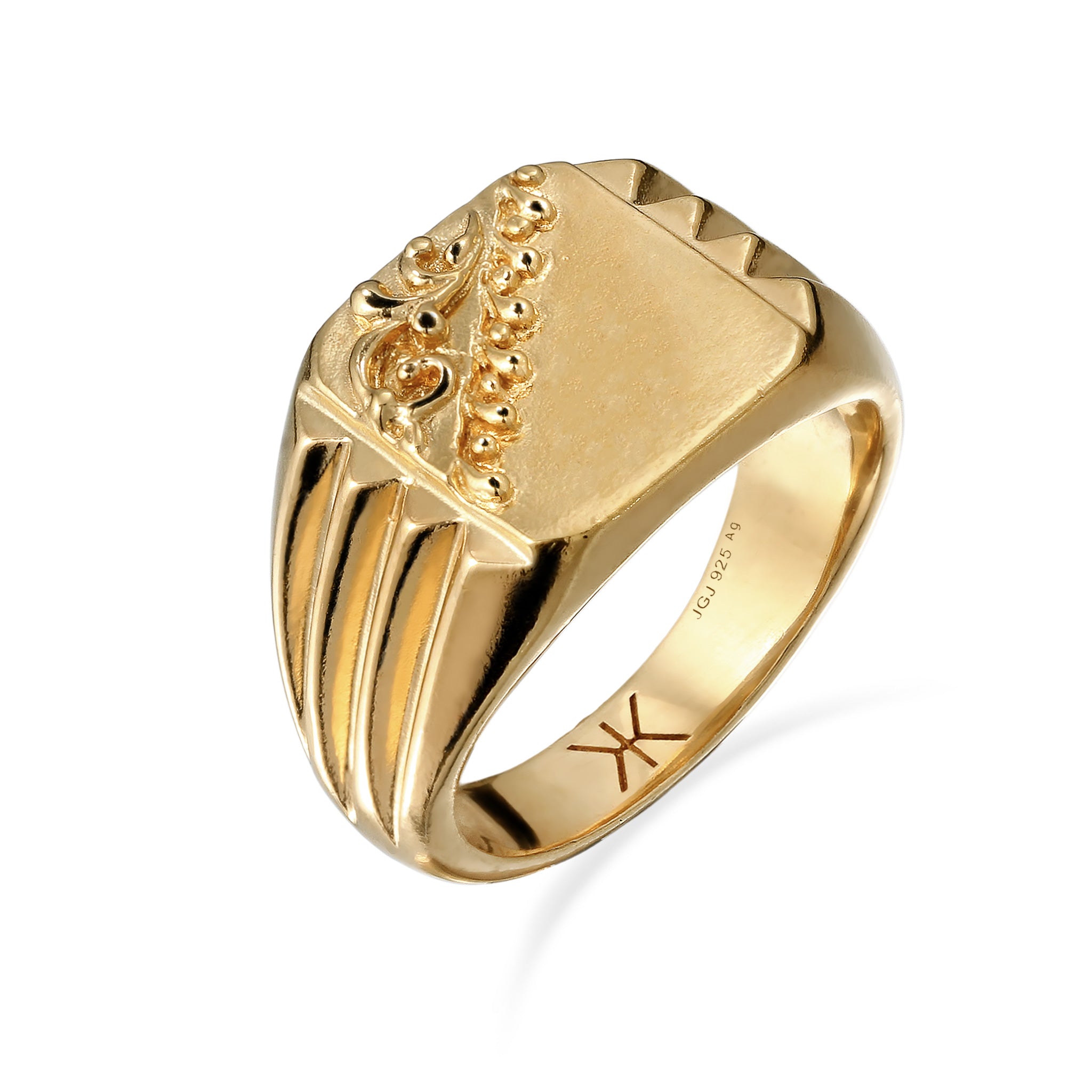 Gold engravable - KUZZOI | Siegelring Herren | 925 Sterling Silber vergoldet