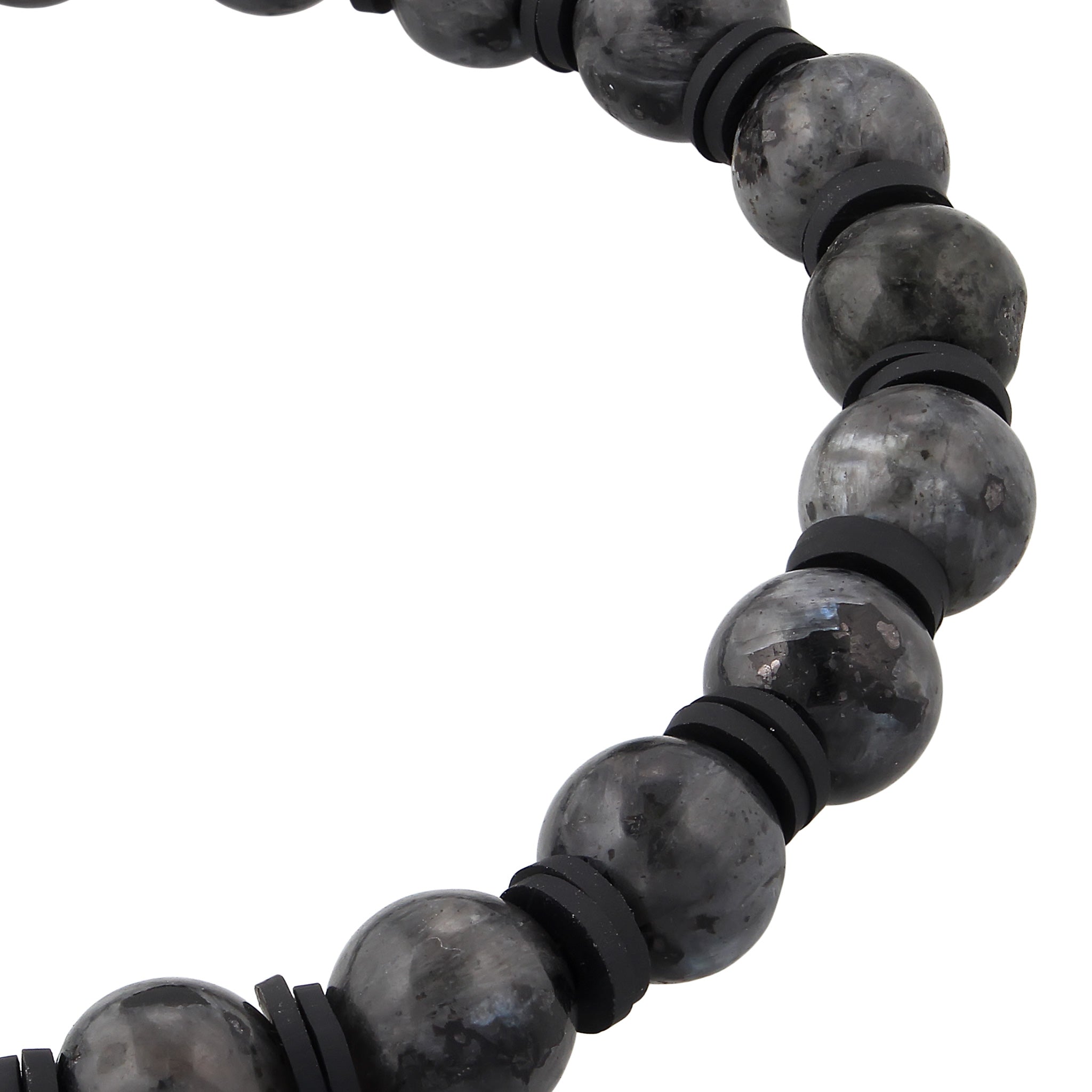 Silber - KUZZOI | Armbandperlen für Männer | Lavakite (Grau) | 925 Sterling Silber