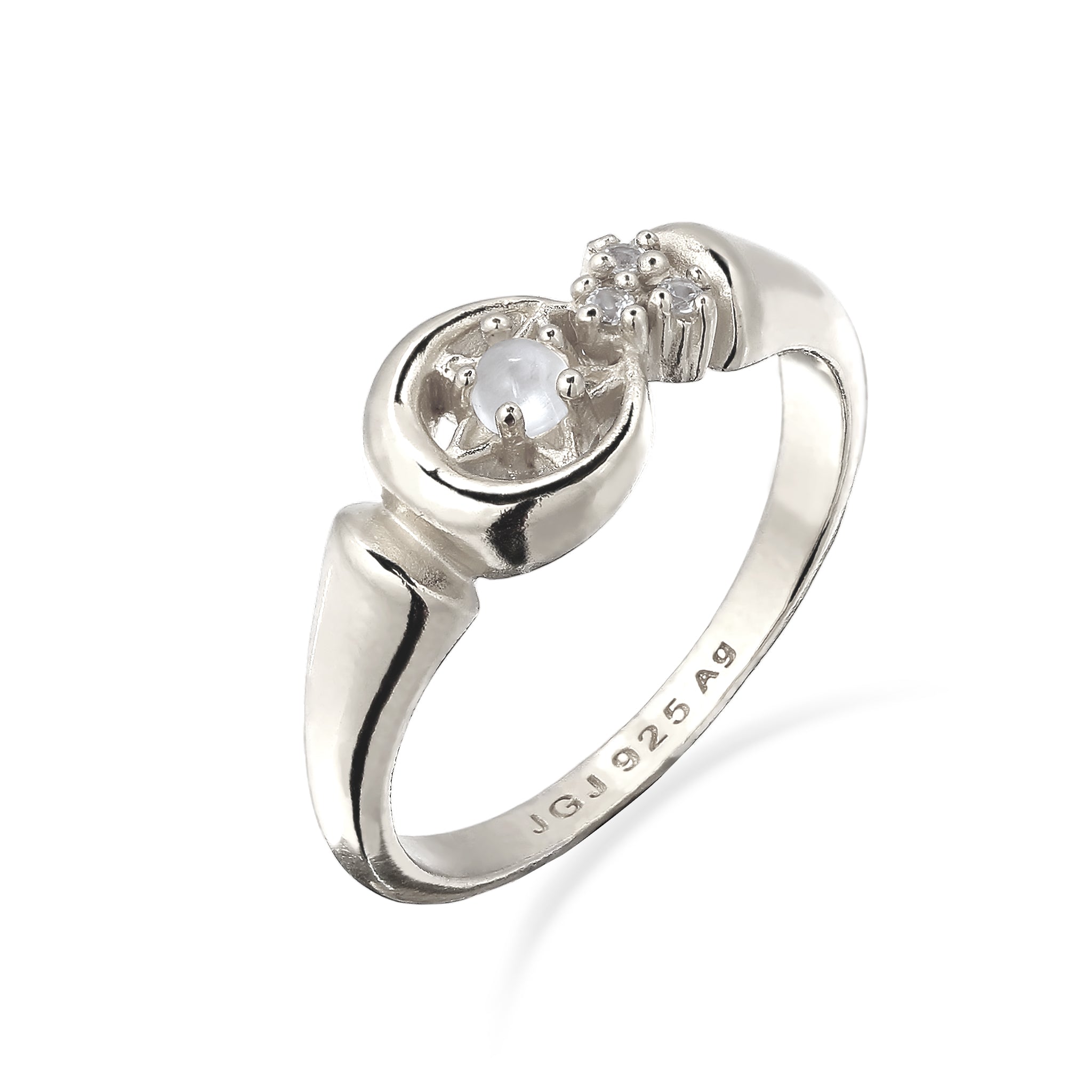 Silber - KUZZOI | Ring Stern | Mondstein (Regenbogen) | 925 Sterling Silber