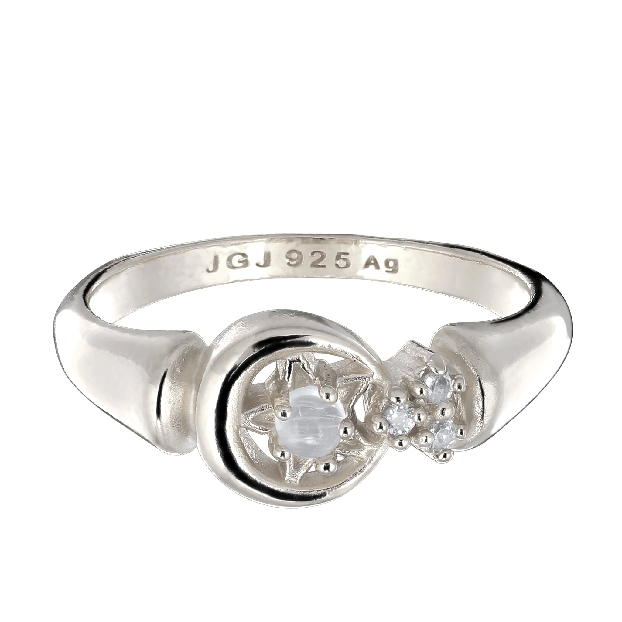 Silber - KUZZOI | Ring Stern | Mondstein (Regenbogen) | 925 Sterling Silber