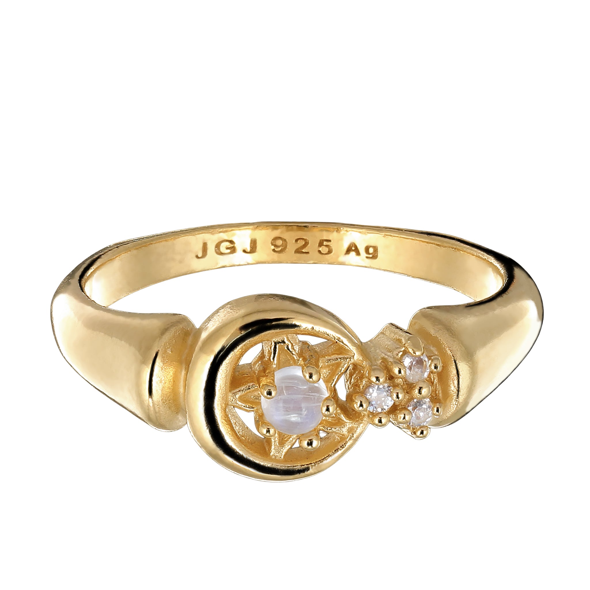 Gold - KUZZOI | Star Mondstein Regenbogen 925 Sterling Silber vergoldet