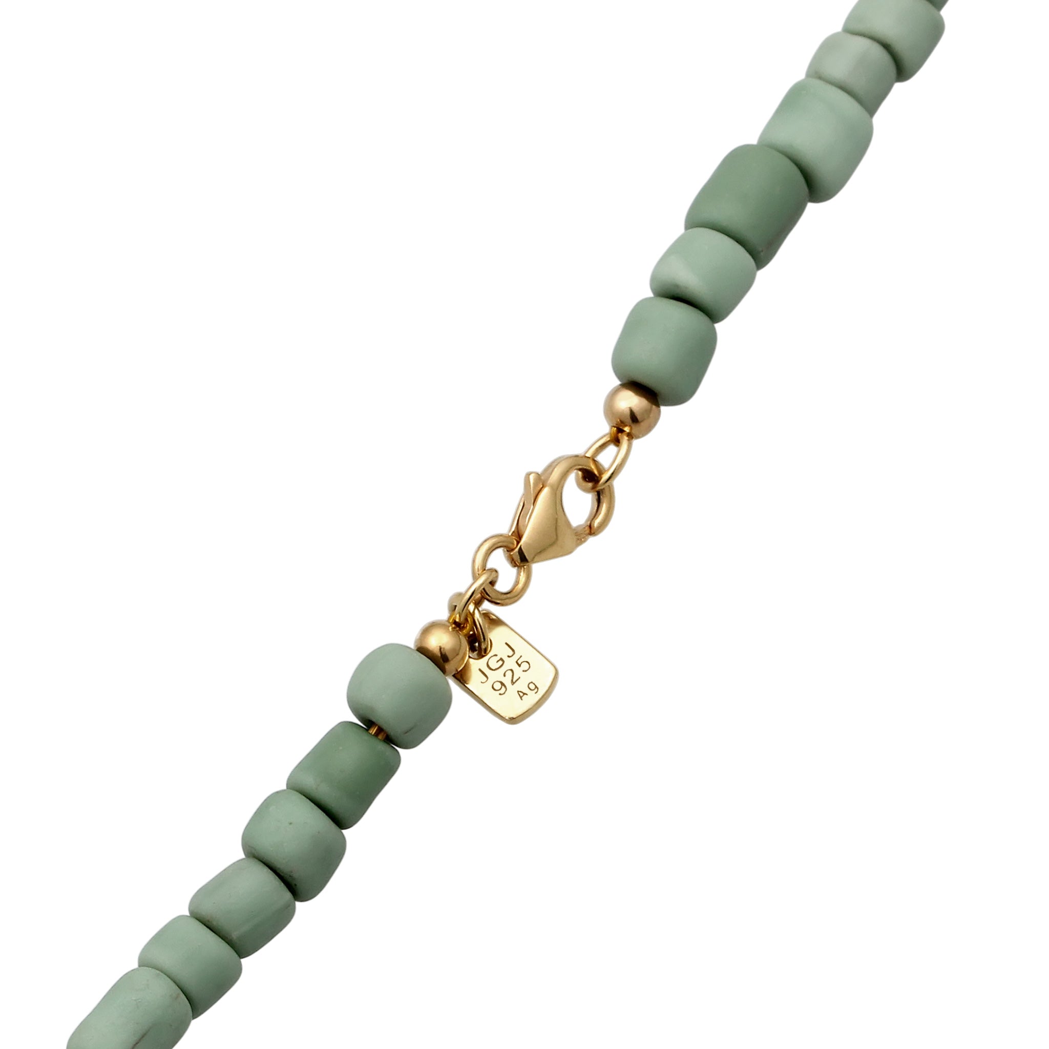 Grün - KUZZOI | Halskette | Glas Beads (Grün) | 925 Sterling Silber vergoldet