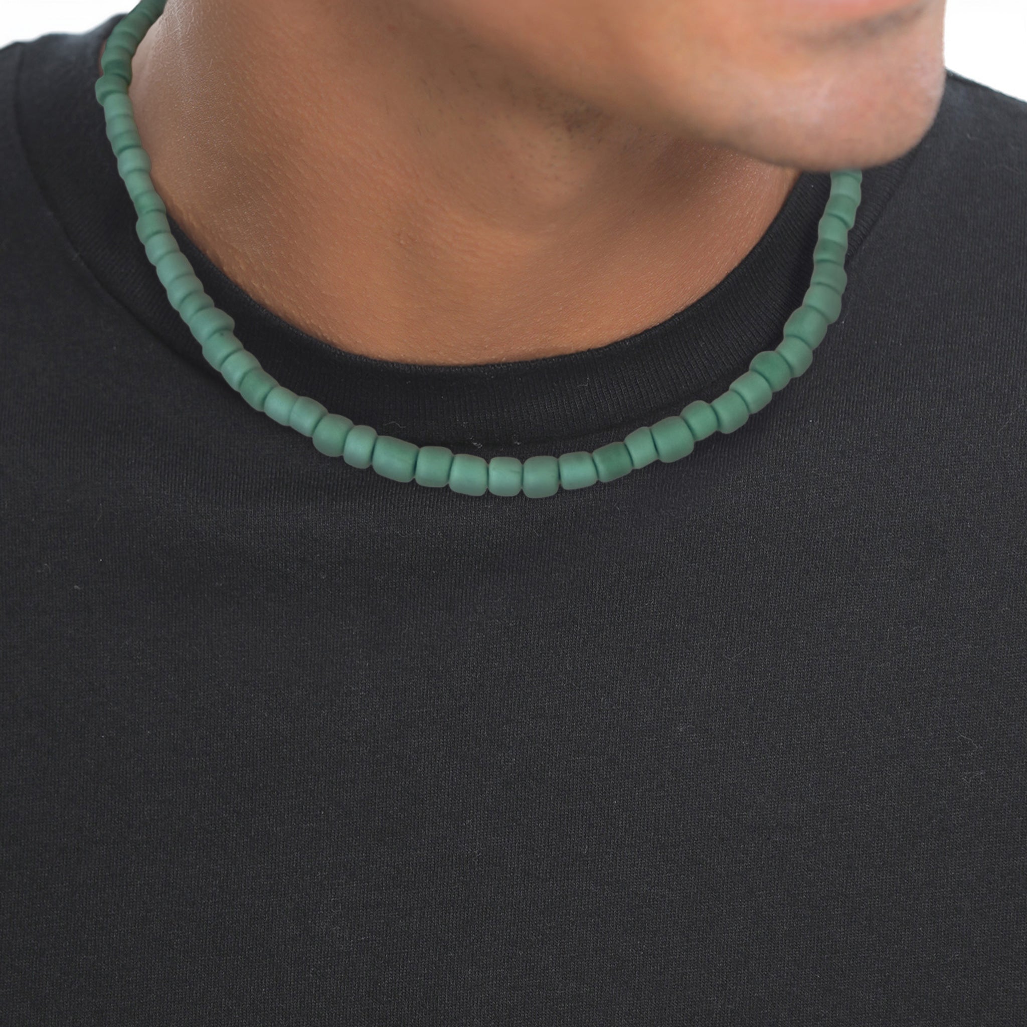Grün - KUZZOI | Halskette | Glas Beads (Grün) | 925 Sterling Silber vergoldet