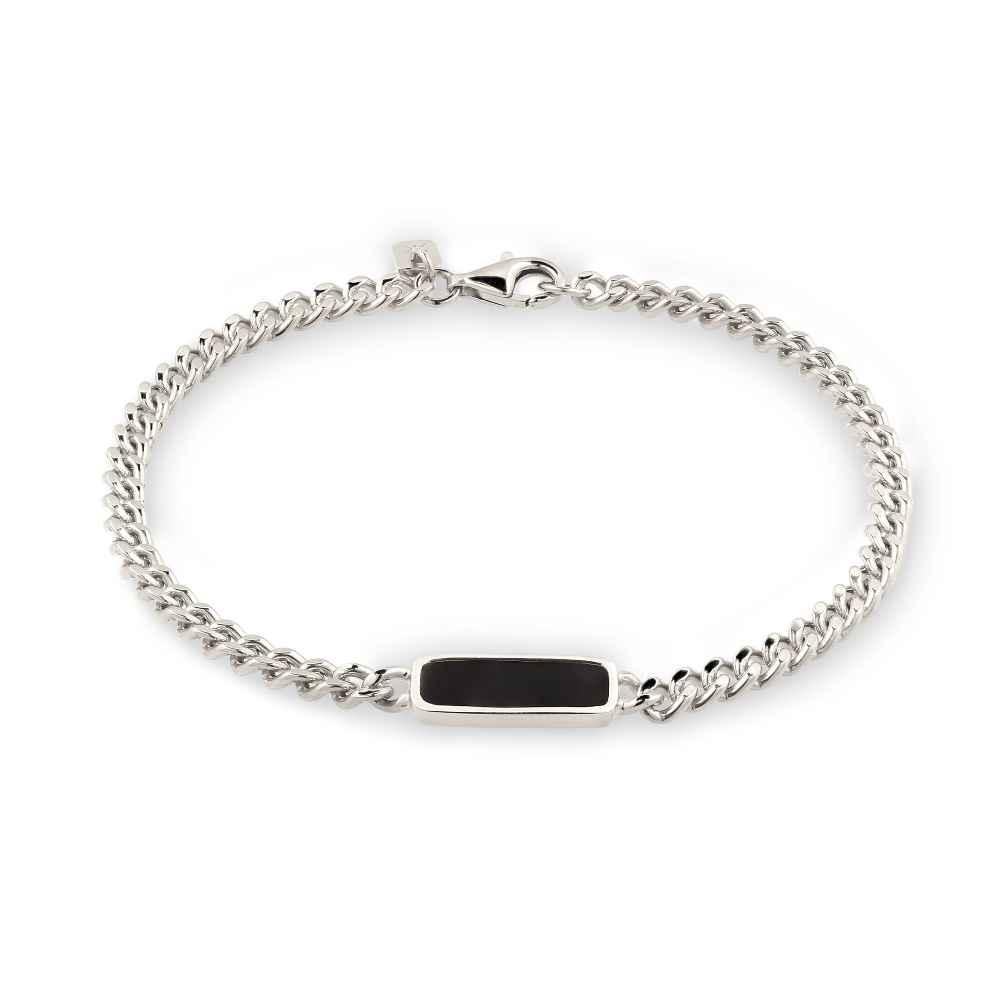 Silber - KUZZOI | Armband Panzerkette | Emaille (Schwarz) | 925 Sterling Silber