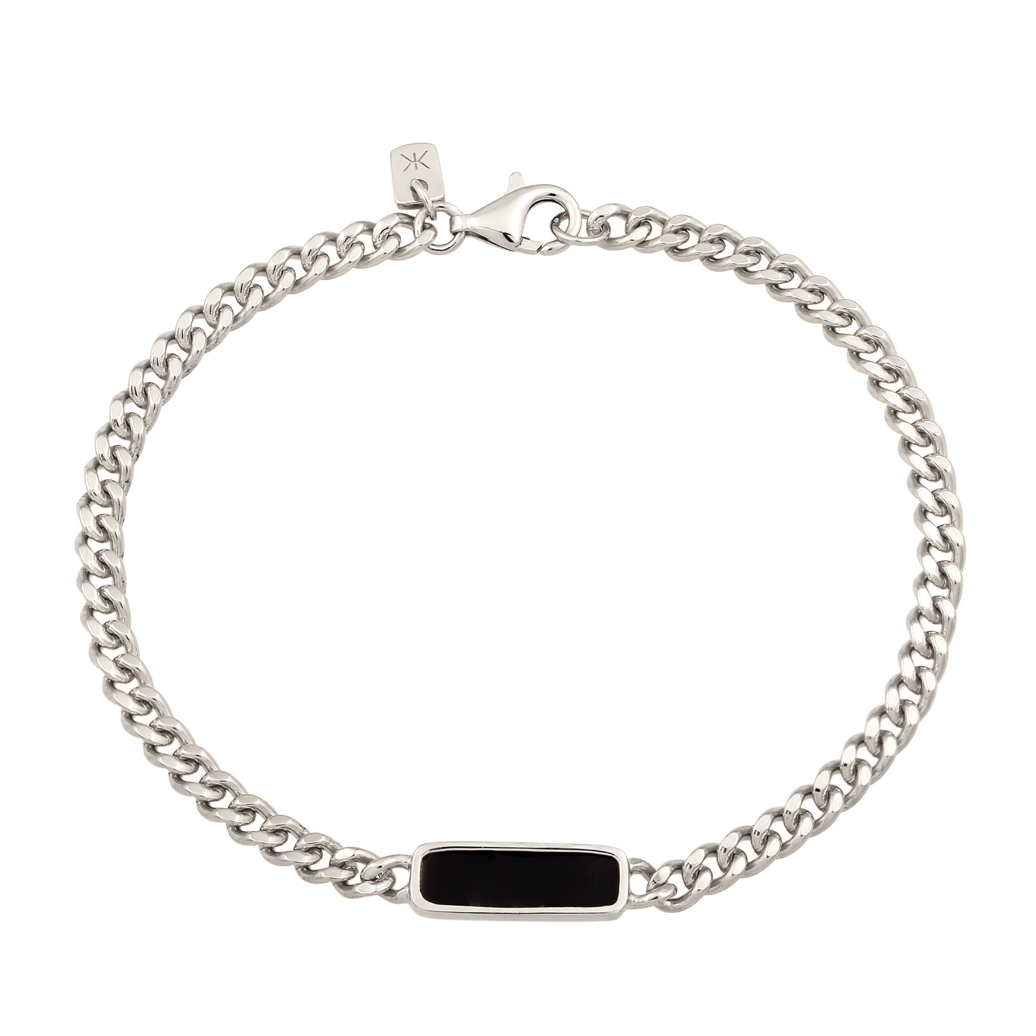 Silber - KUZZOI | Armband Panzerkette | Emaille (Schwarz) | 925 Sterling Silber