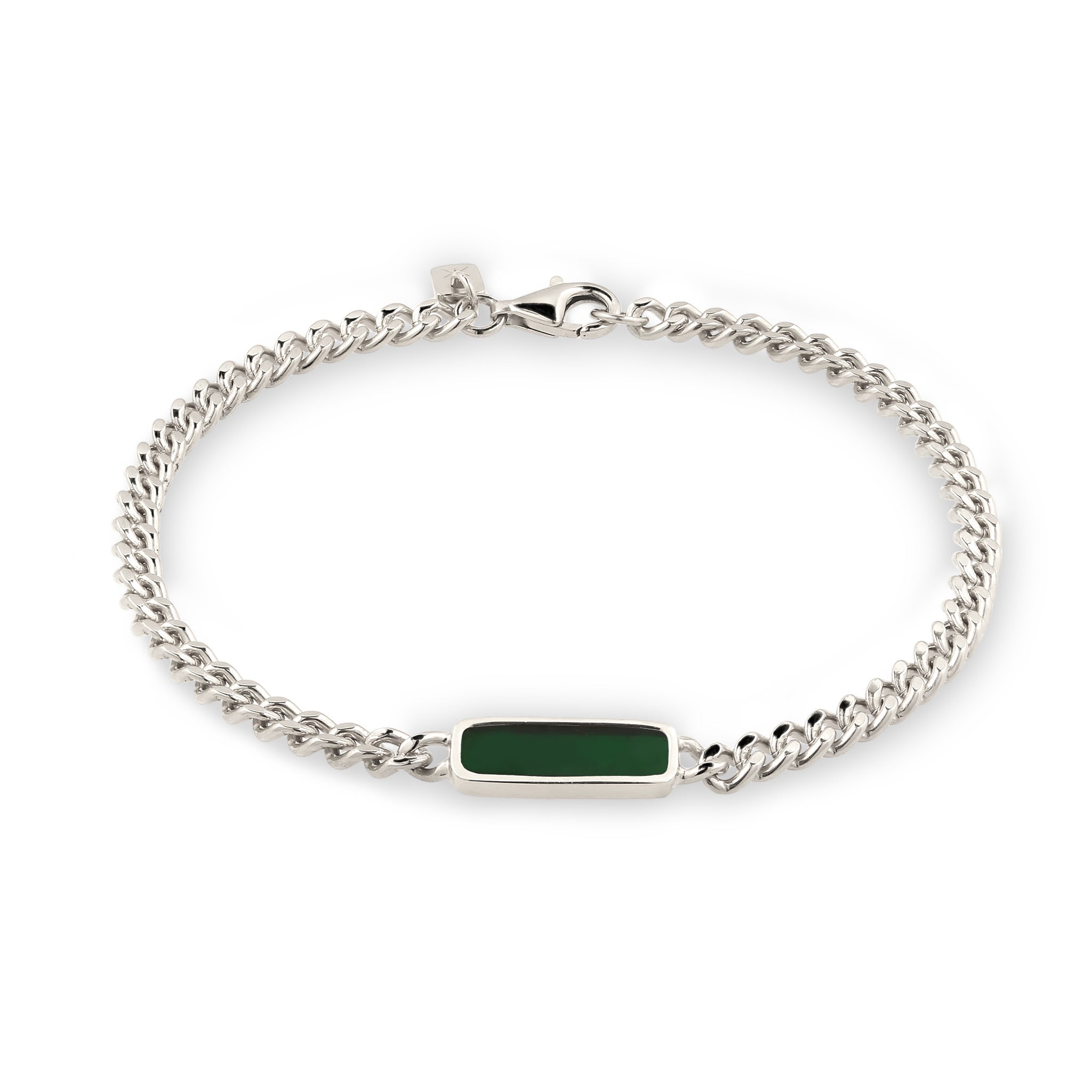 Silber - KUZZOI | Armband Panzerkette | Emaille (Grün) | 925 Sterling Silber