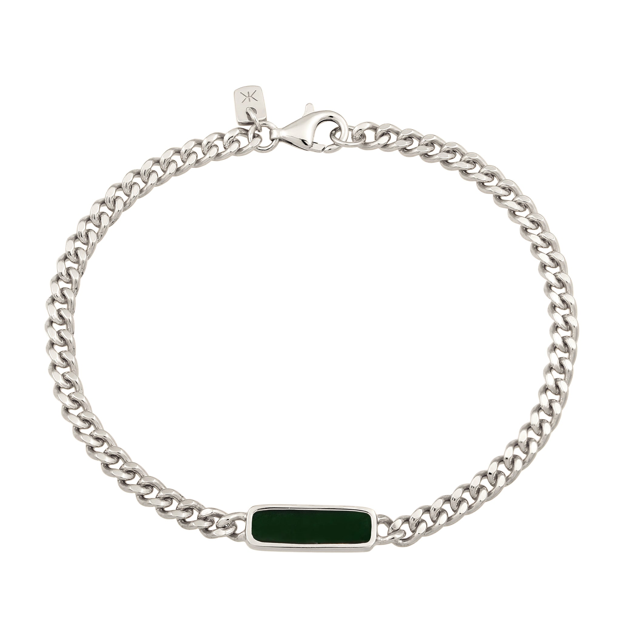 Silber - KUZZOI | Armband Panzerkette | Emaille (Grün) | 925 Sterling Silber