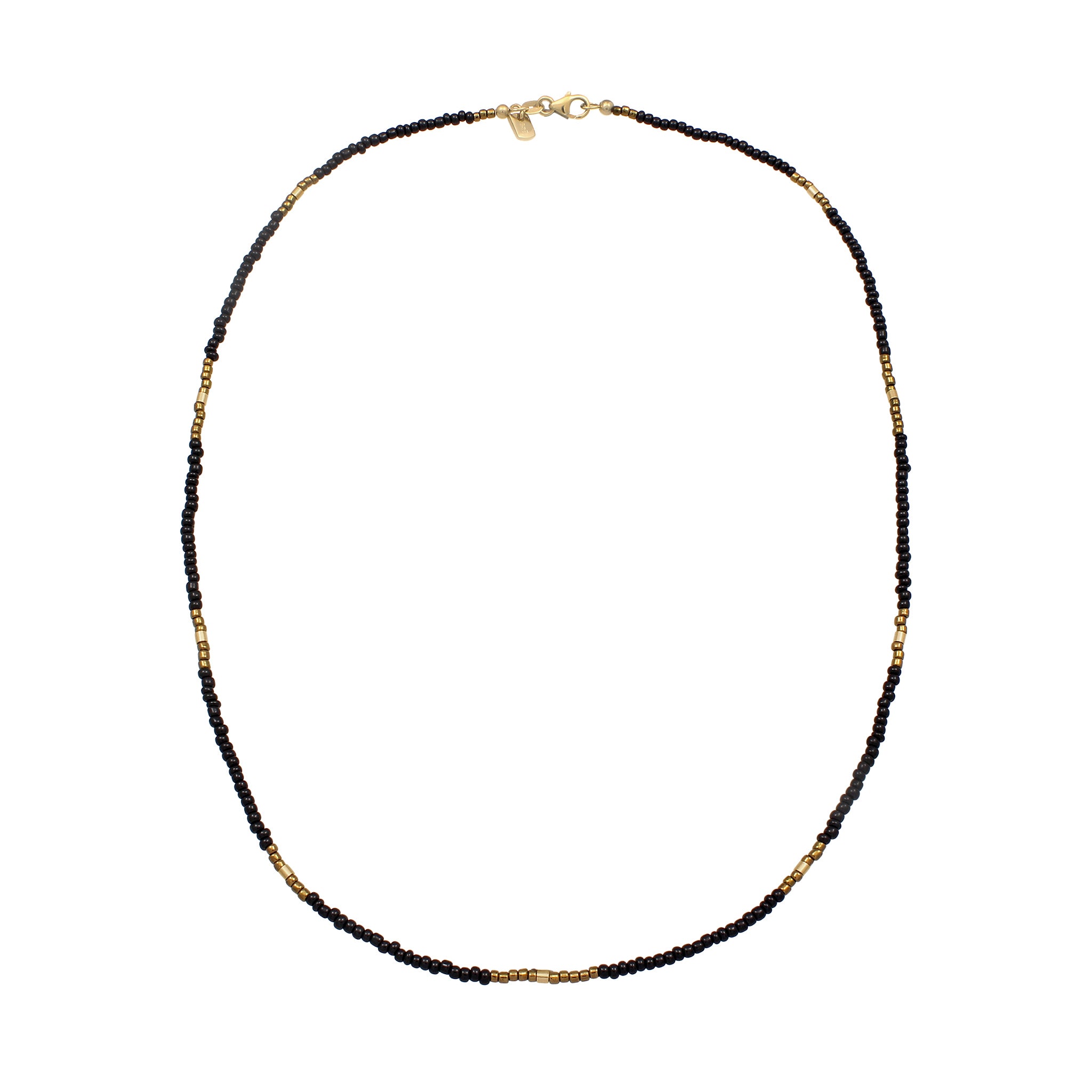 Schwarz - KUZZOI | Halskette | Glas Beads (Gold & Schwarz) | 925 Sterling Silber vergoldet