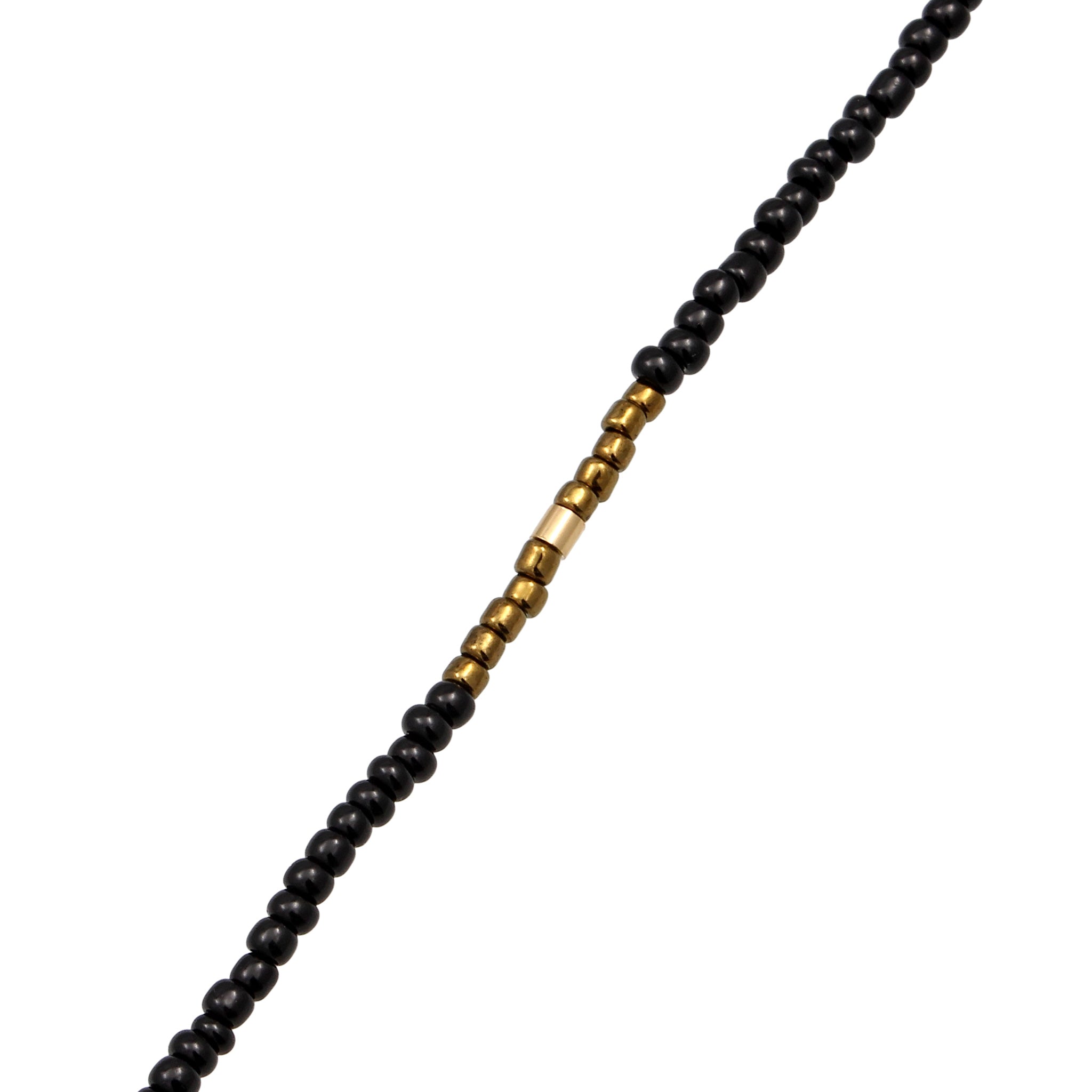 Schwarz - KUZZOI | Halskette | Glas Beads (Gold & Schwarz) | 925 Sterling Silber vergoldet