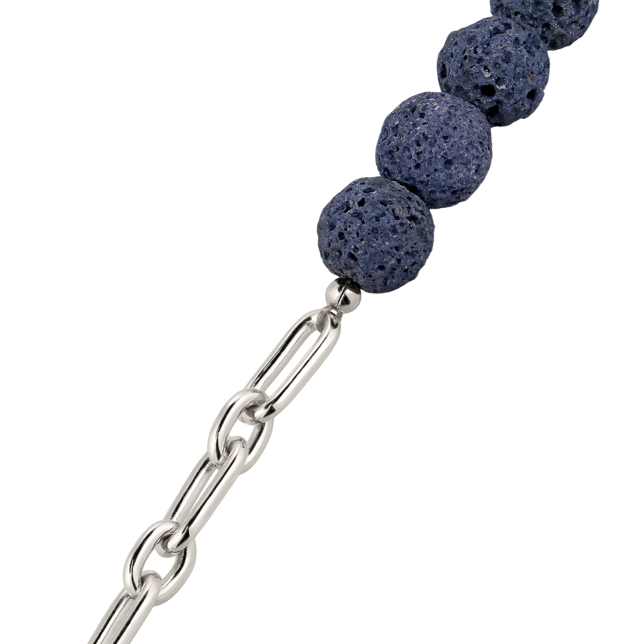 Silber - KUZZOI | Glieder-Armband | Lava Beads (Blau) | 925 Sterling Silber