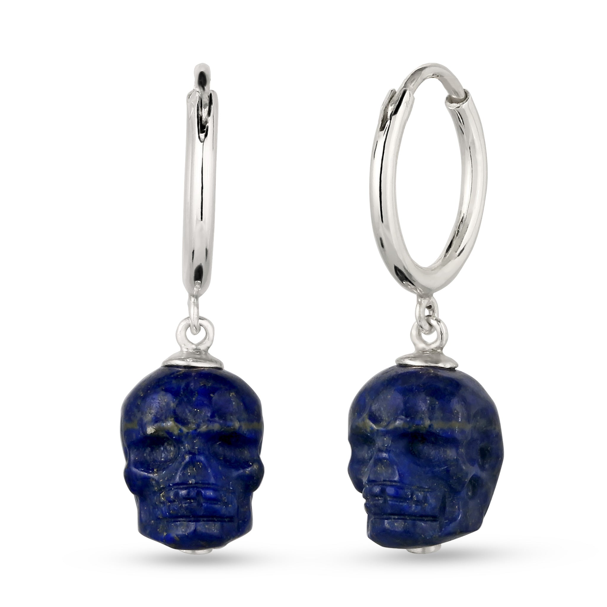 Silber - KUZZOI | Creolen Totenkopf | Lapis Lazuli (Blau) | 925 Sterling Silber