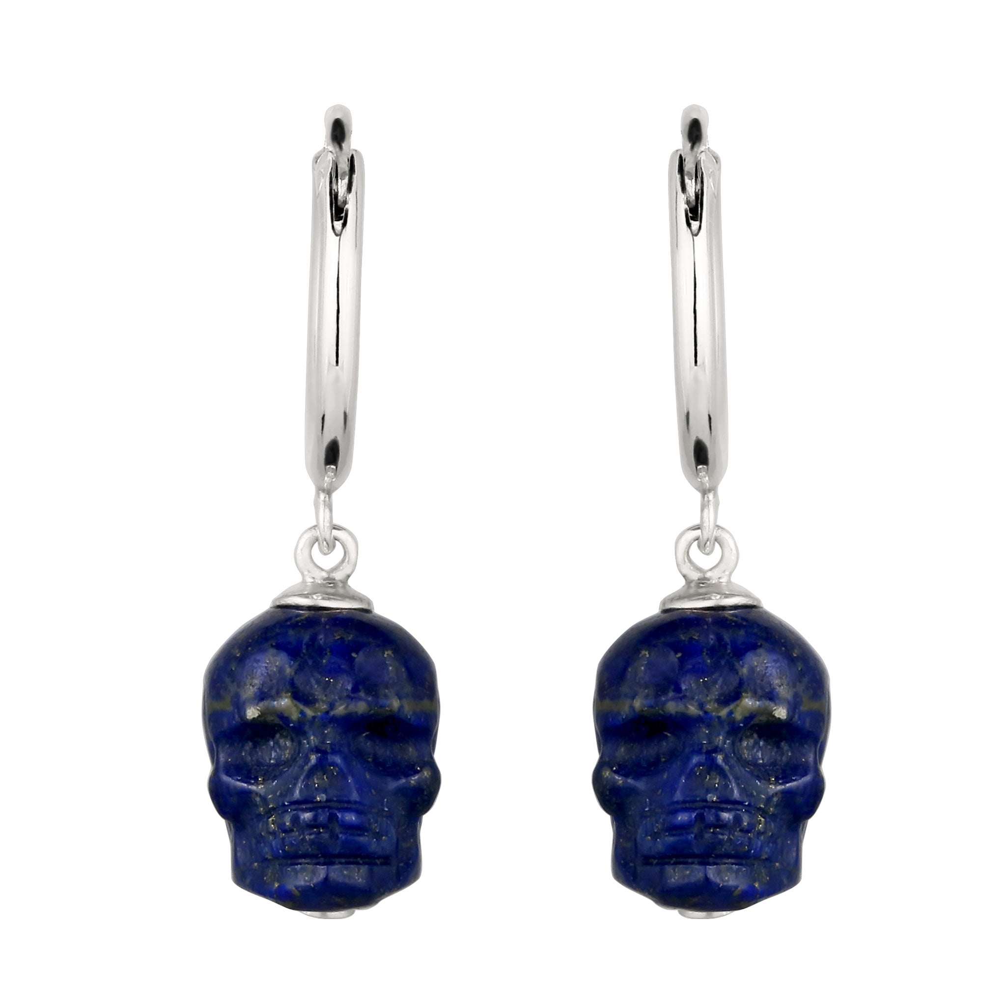 Silber - KUZZOI | Creolen Totenkopf | Lapis Lazuli (Blau) | 925 Sterling Silber