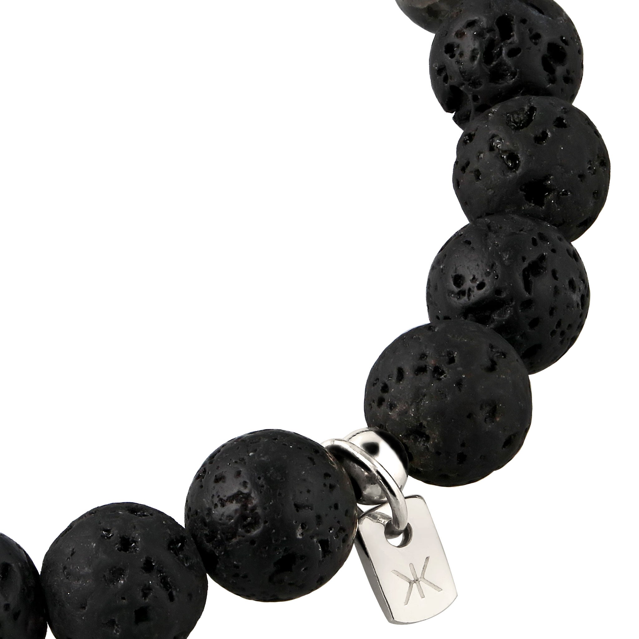 Schwarz - KUZZOI | Bead-Armband Totenkopf | Amethyst (Blau), Lavakite (Grau), Lava Stones (Schwarz) | 925 Sterling Silber