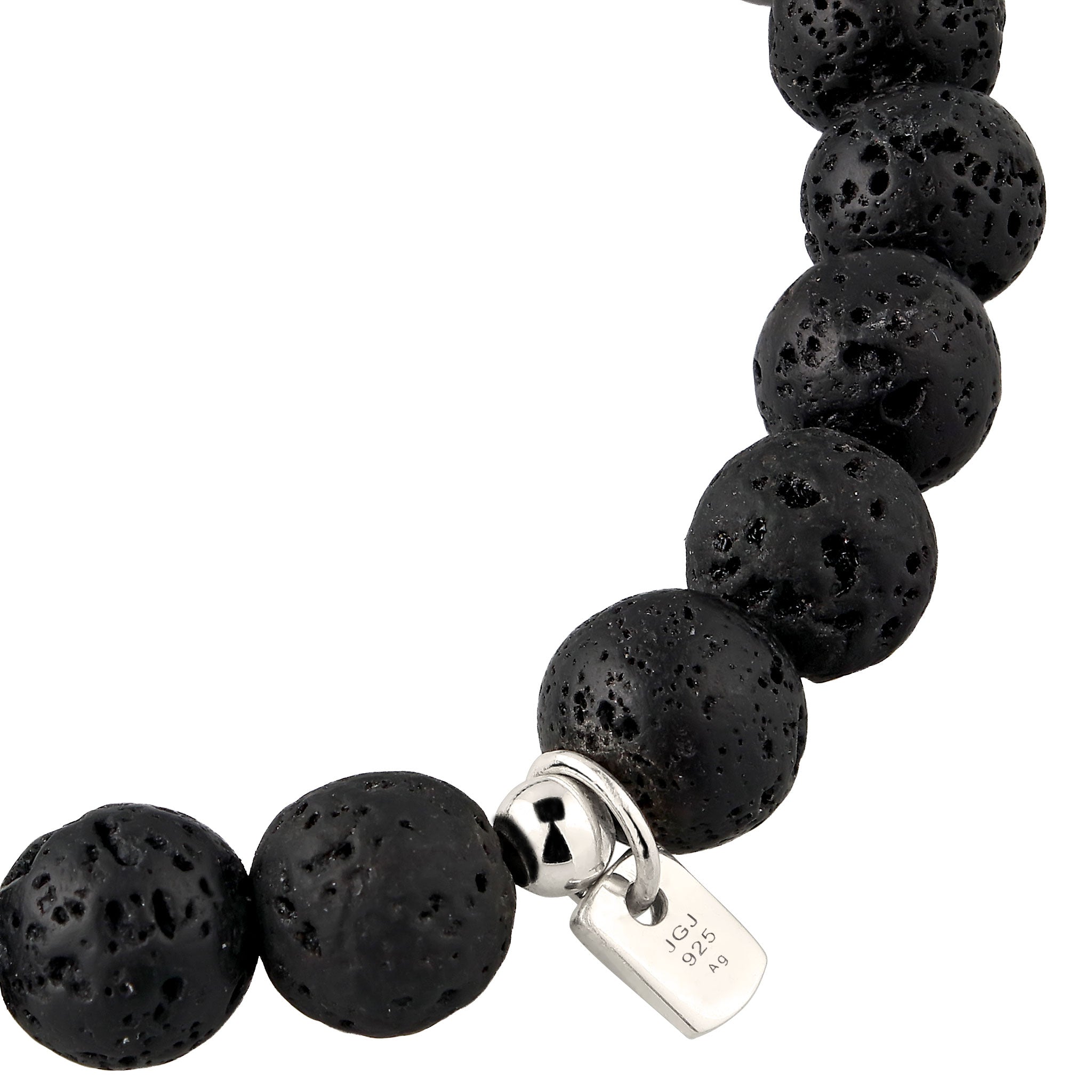 Schwarz - KUZZOI | Bead-Armband Totenkopf | Amethyst (Blau), Lavakite (Grau), Lava Stones (Schwarz) | 925 Sterling Silber