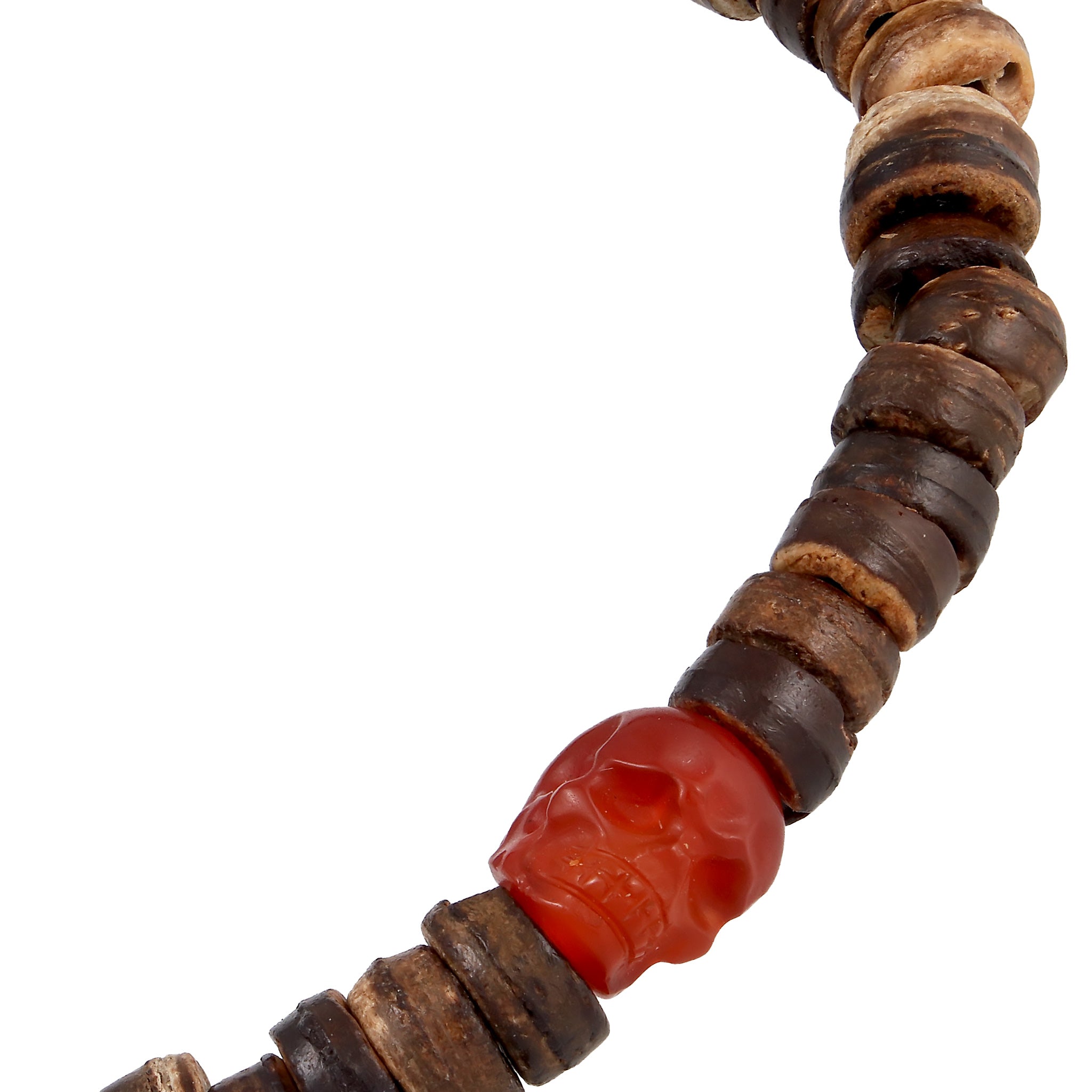 Braun - KUZZOI | Armband Totenkopf | Karneol (Rot), Coconut Beads (Braun)| 925 Sterling Silber