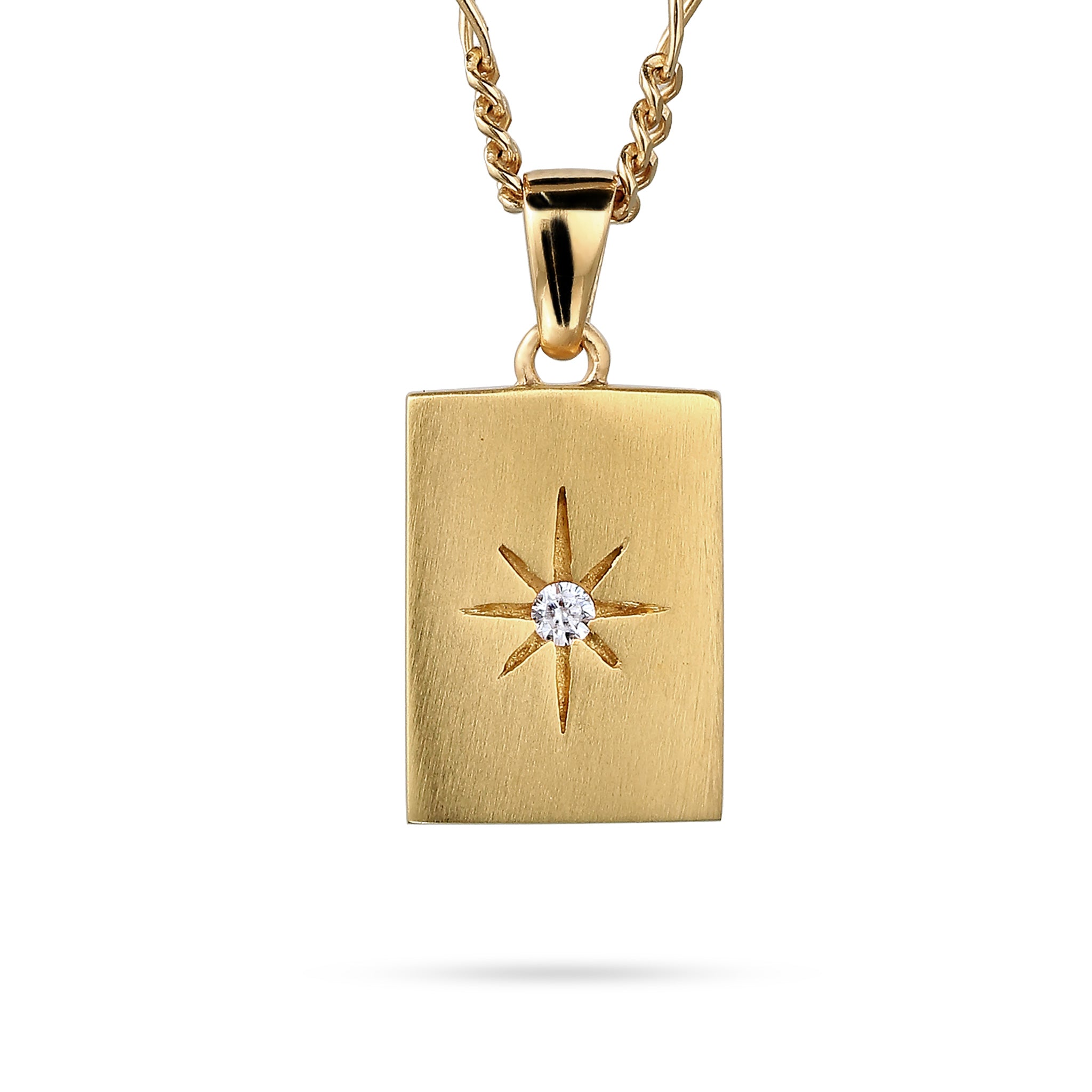 Gold - KUZZOI | Halskette mit Topas | Stern Rechteck | 925 Sterling Silber vergoldet
