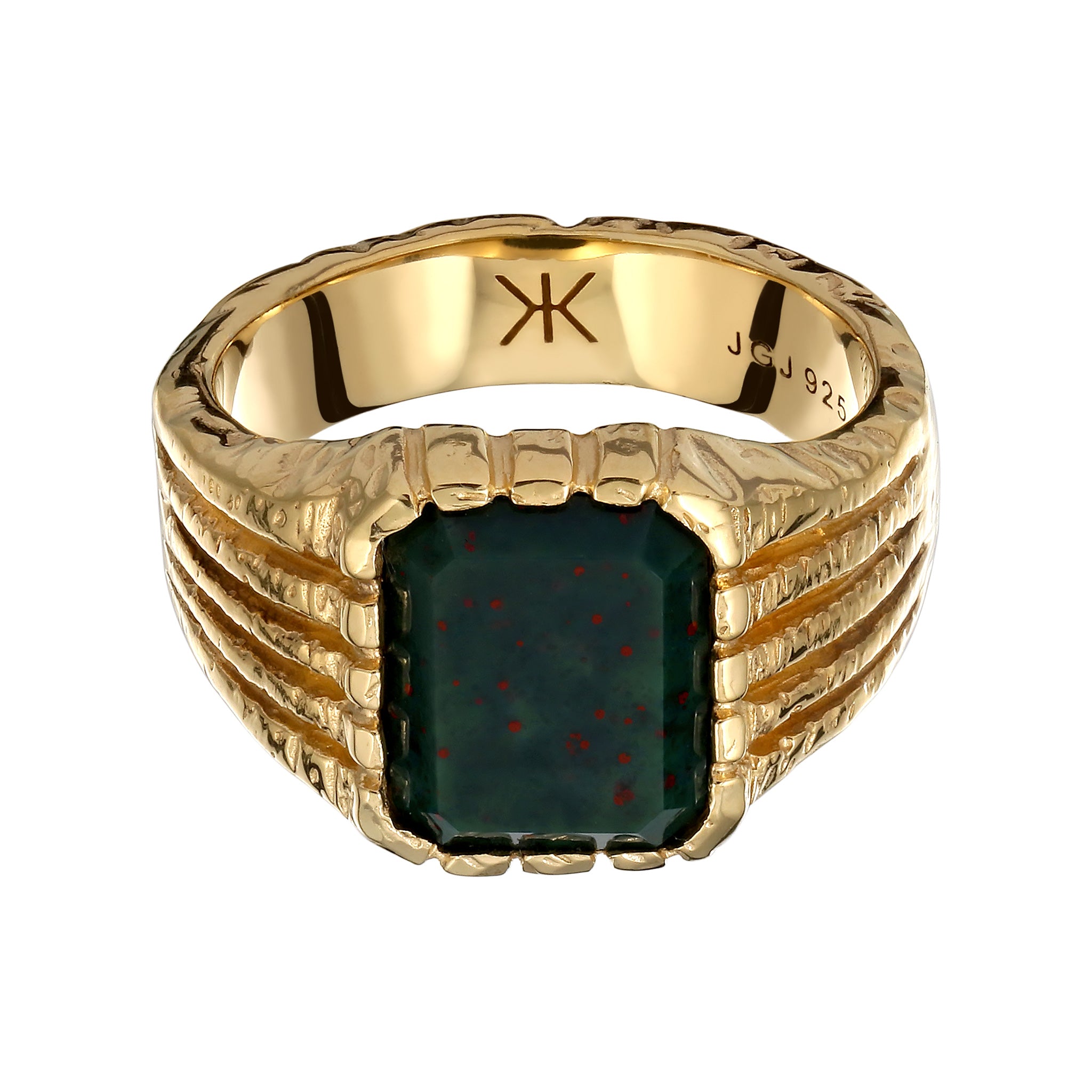 Gold - KUZZOI | Ring Rechteck | Quarz (Grün) | 925 Sterling Silber vergoldet