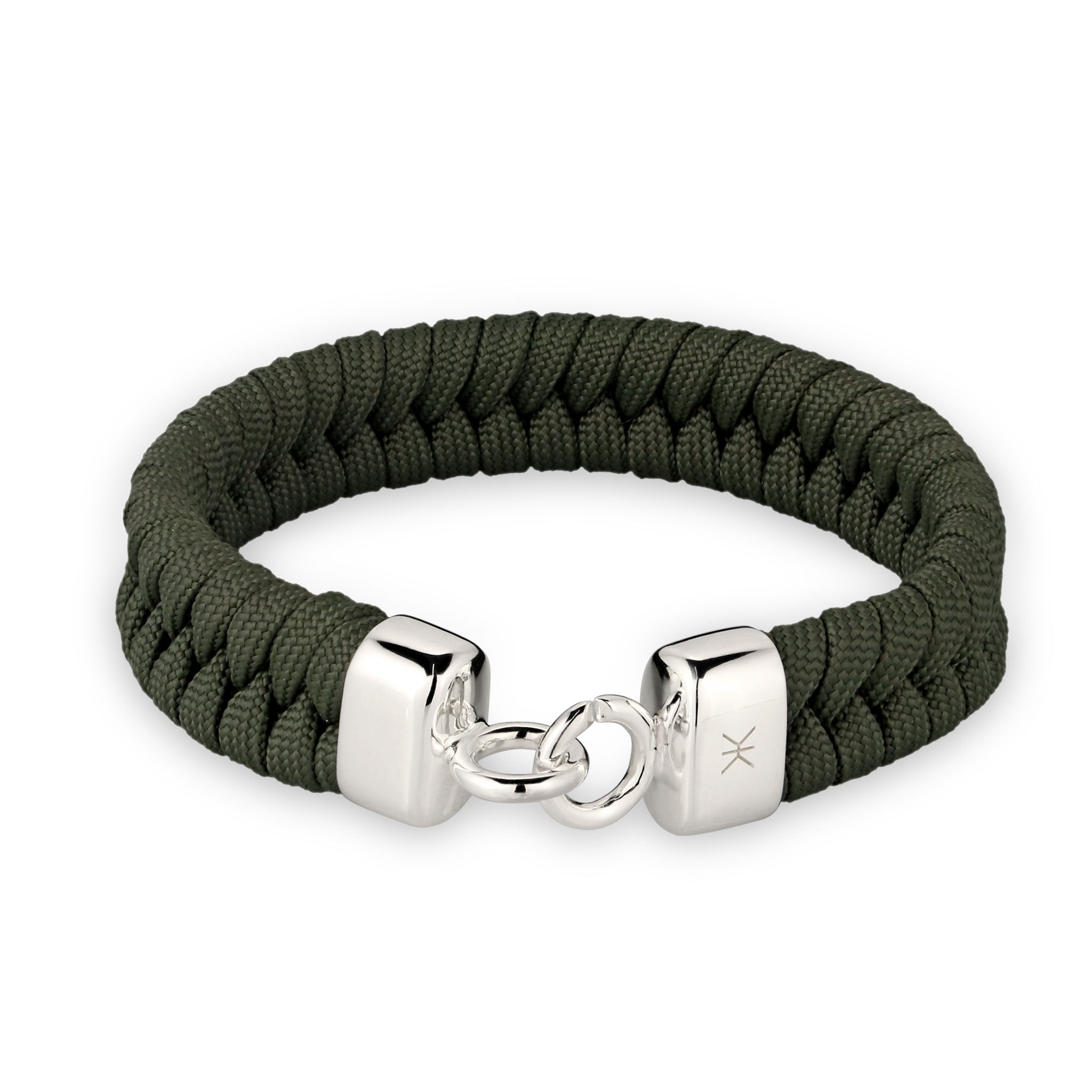 Olivgrün - KUZZOI | Armband Silber für Herren | Nylonkette | 925 Sterling Silber