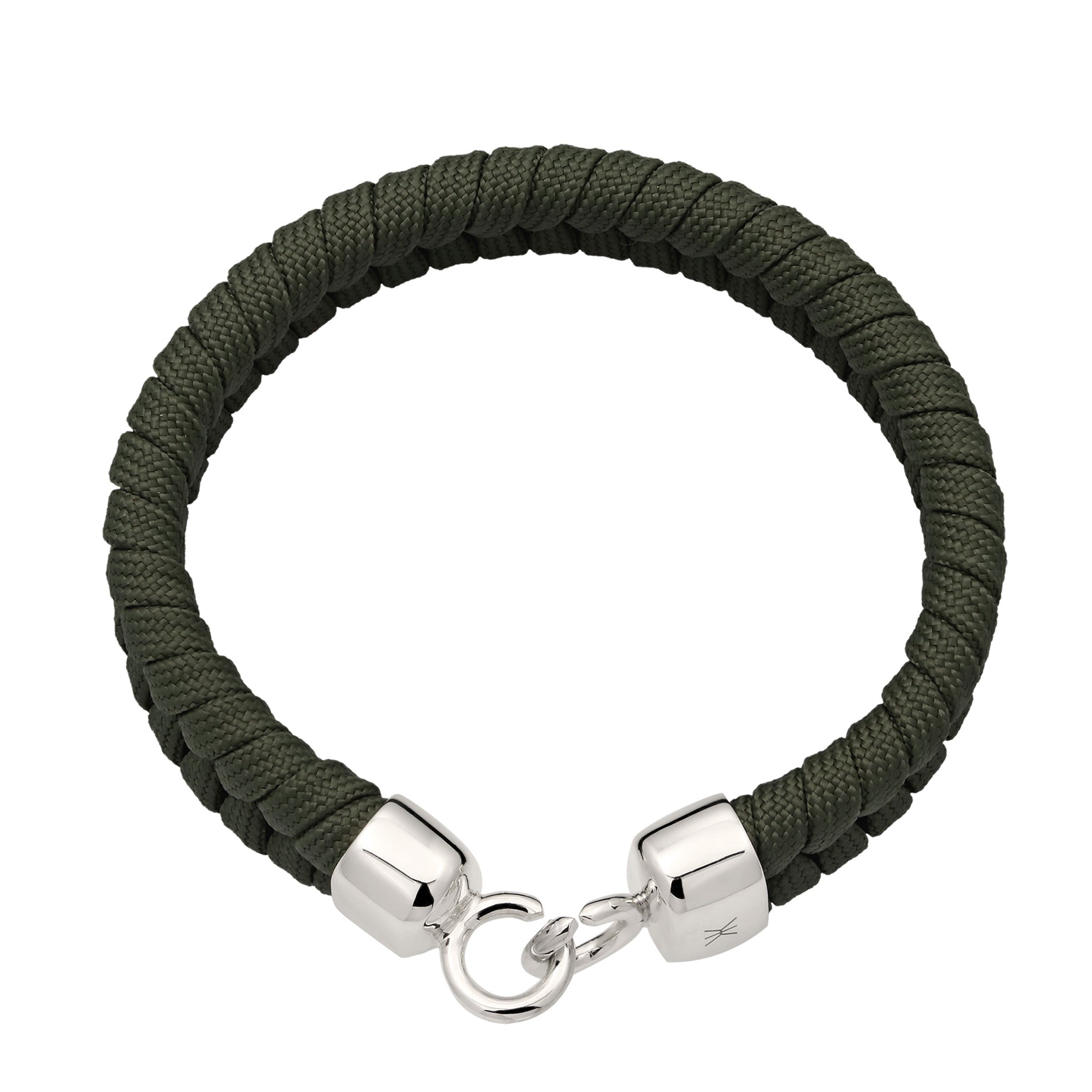 Olivgrün - KUZZOI | Armband Silber für Herren | Nylonkette | 925 Sterling Silber