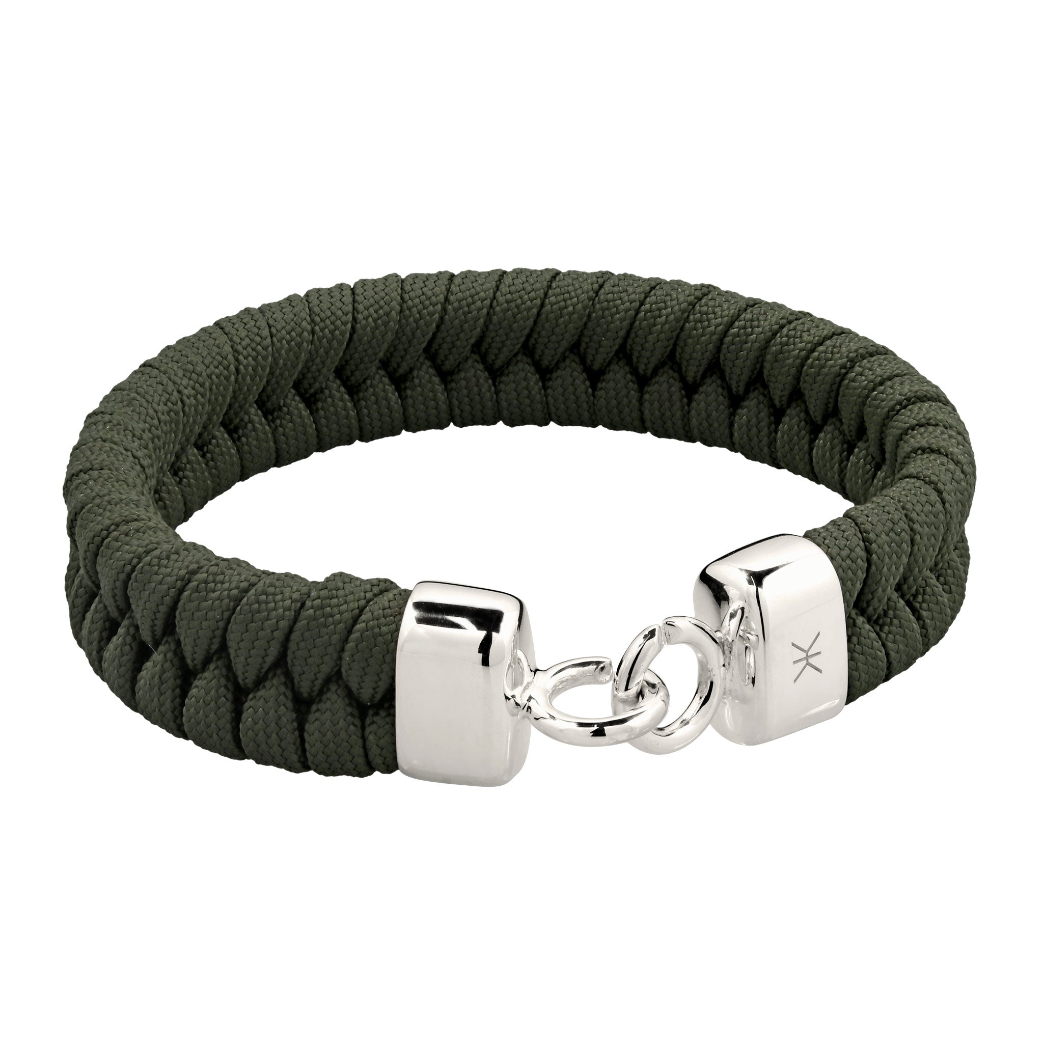 Olivgrün - KUZZOI | Armband Silber für Herren | Nylonkette | 925 Sterling Silber