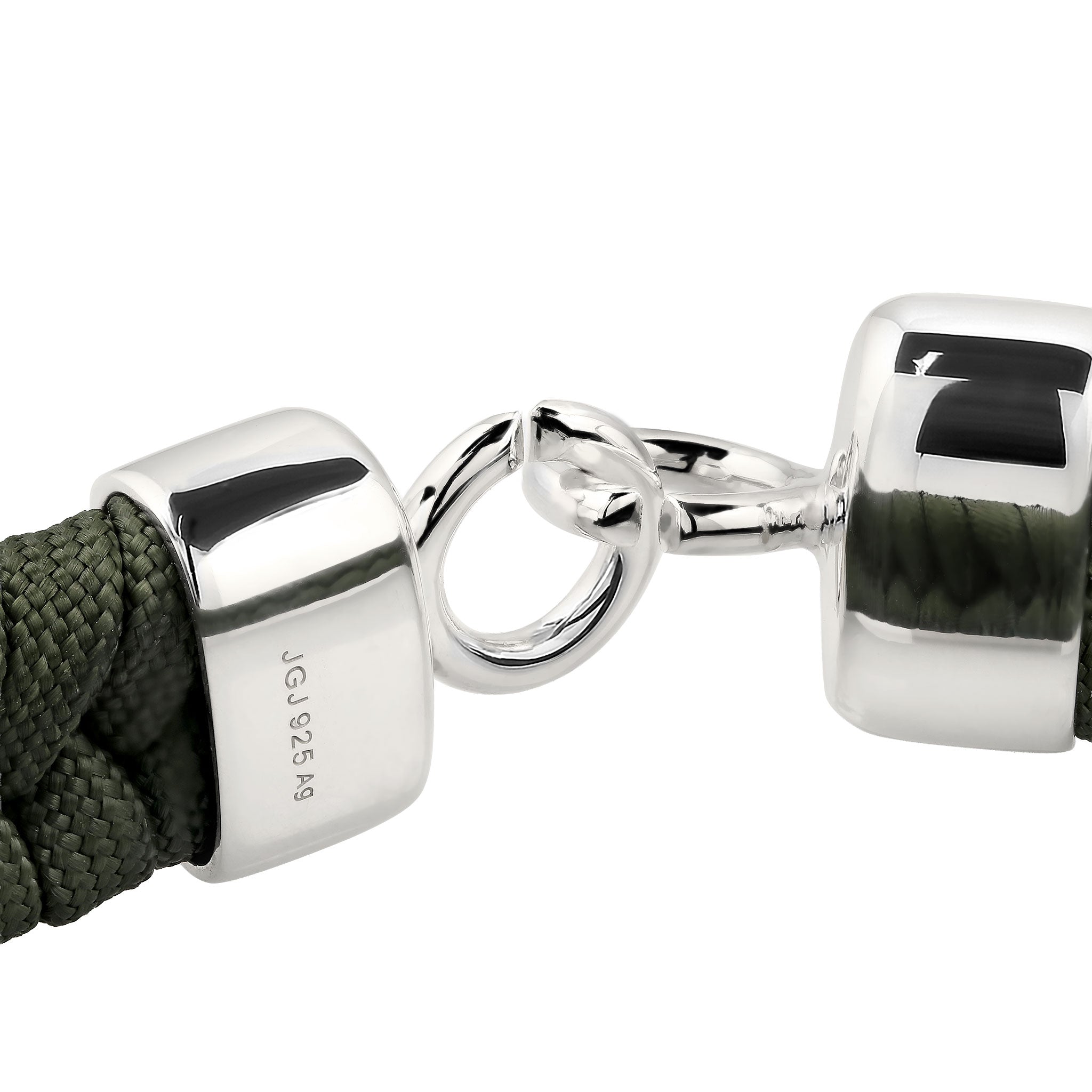 Olivgrün - KUZZOI | Armband Silber für Herren | Nylonkette | 925 Sterling Silber
