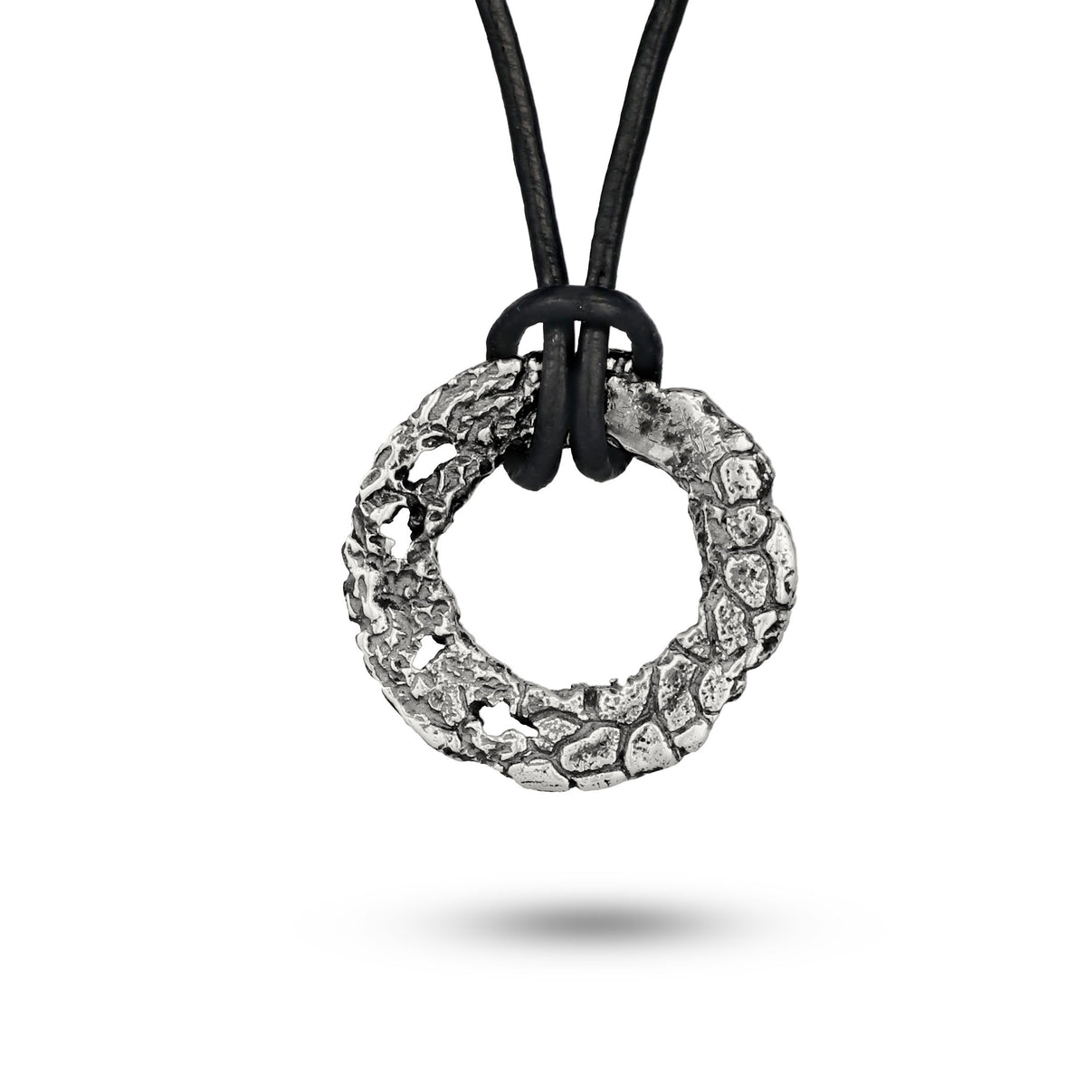 Silber - KUZZOI | Halskette Leder | Kreis Organic | 925 Sterling Silber
