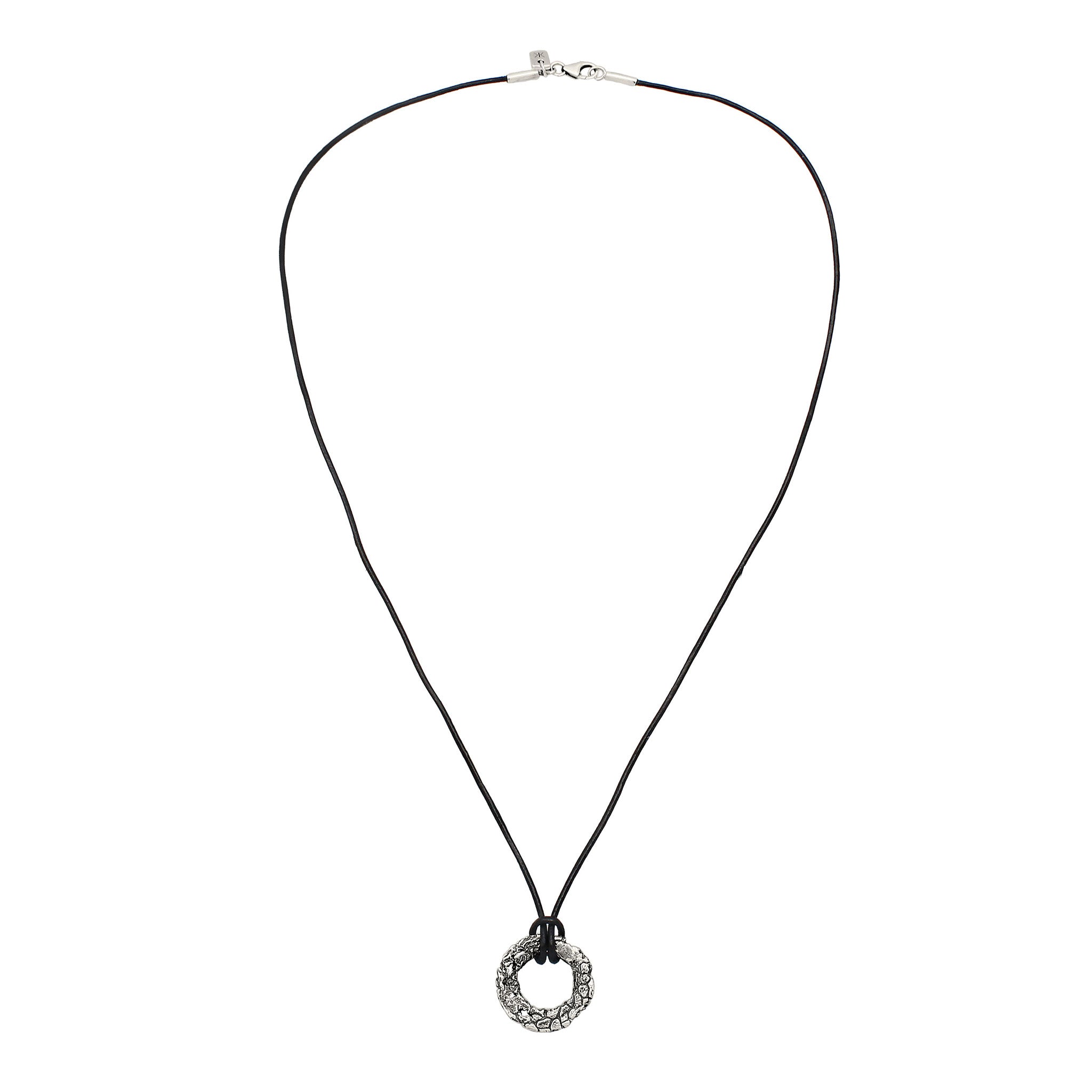 Silber - KUZZOI | Halskette Leder | Kreis Organic | 925 Sterling Silber
