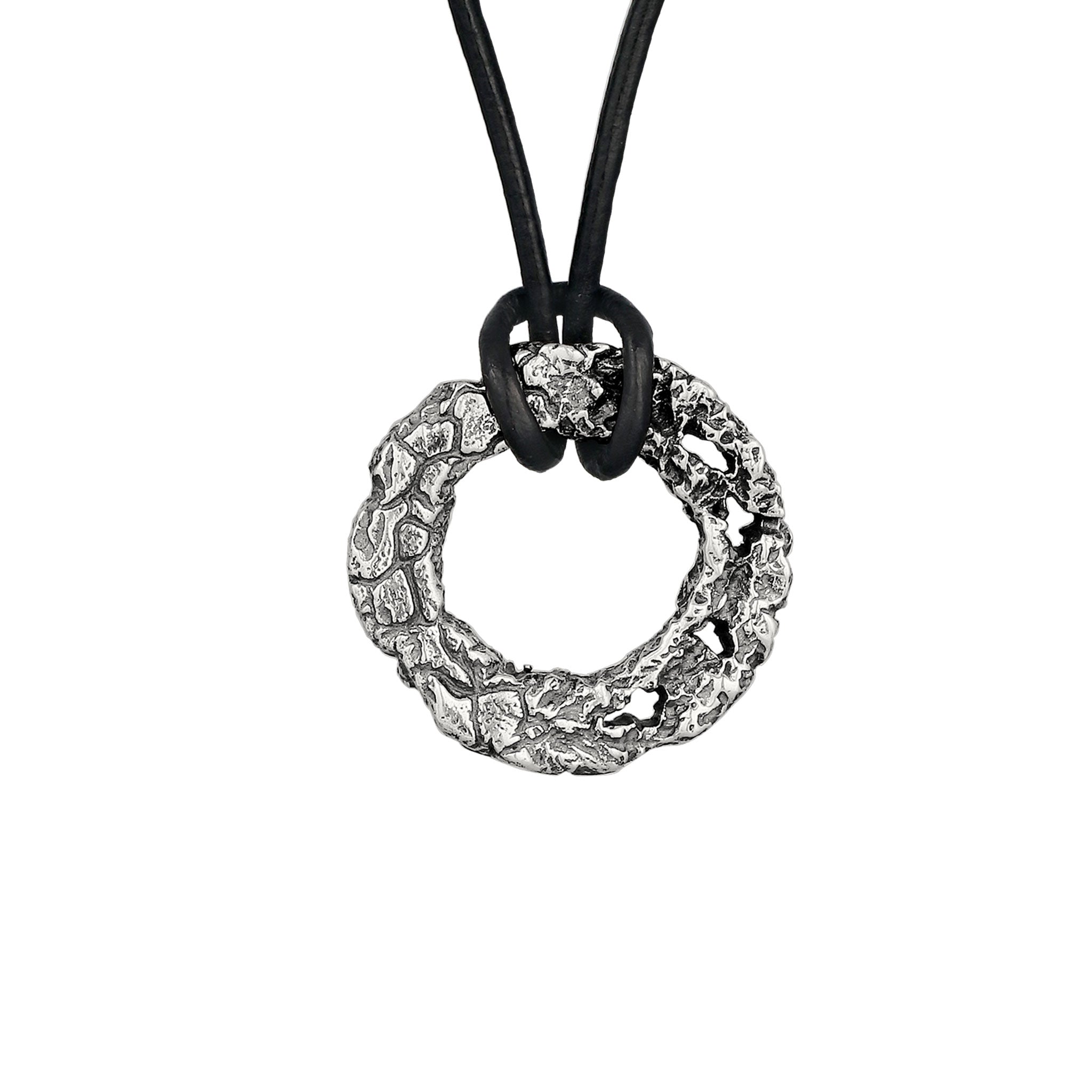 Silber - KUZZOI | Halskette Leder | Kreis Organic | 925 Sterling Silber