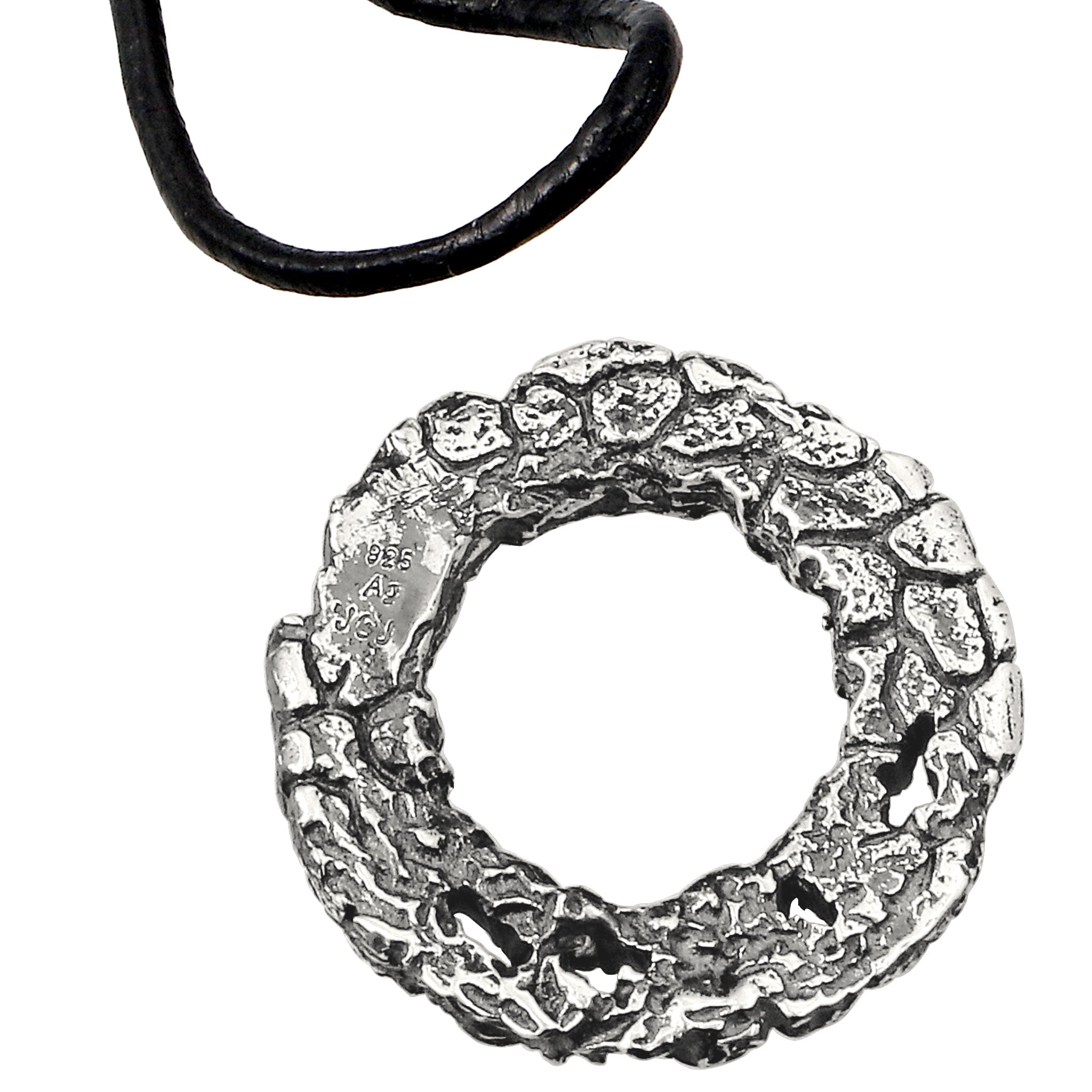 Silber - KUZZOI | Halskette Leder | Kreis Organic | 925 Sterling Silber