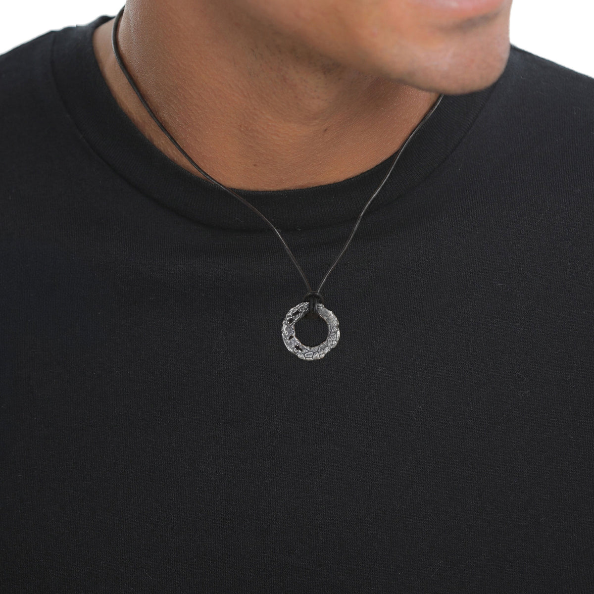 Silber - KUZZOI | Halskette Leder | Kreis Organic | 925 Sterling Silber