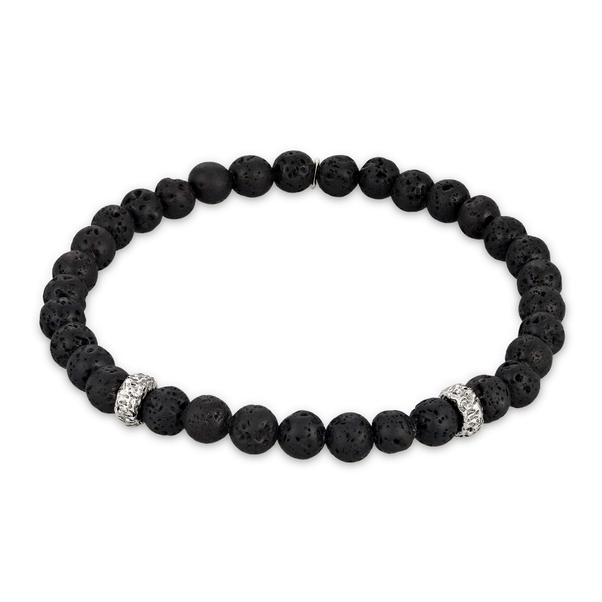 Schwarz - KUZZOI | Armband | Lava Beads (Schwarz) | 925 Sterling Silber