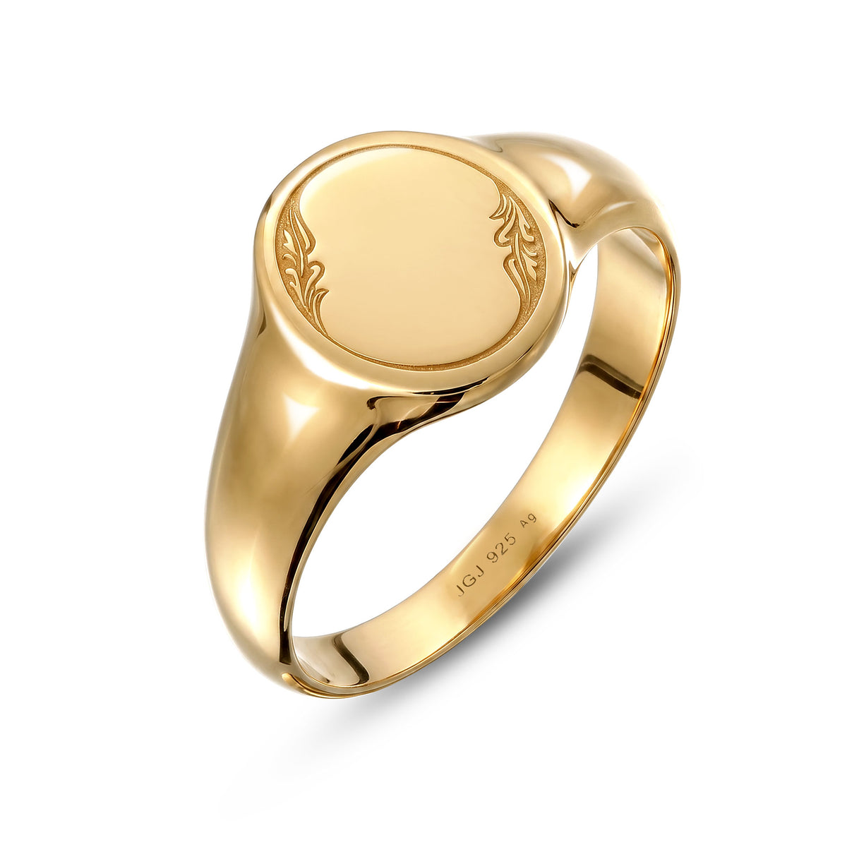 Gold - KUZZOI | Siegelring | Oval | 925 Sterling Silber vergoldet