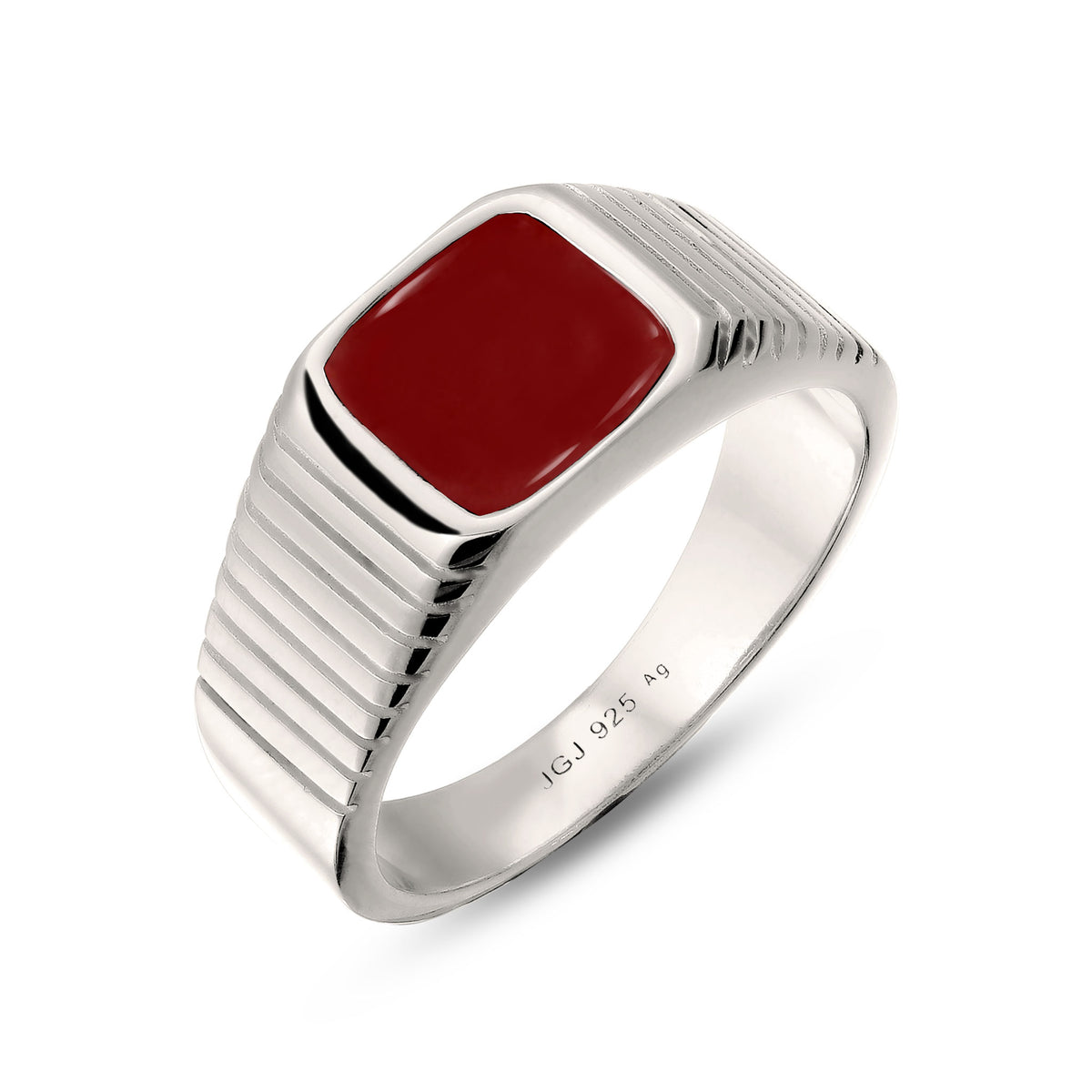 Silber - KUZZOI | Siegelring | Emaille Rot | 925 Sterling Silber