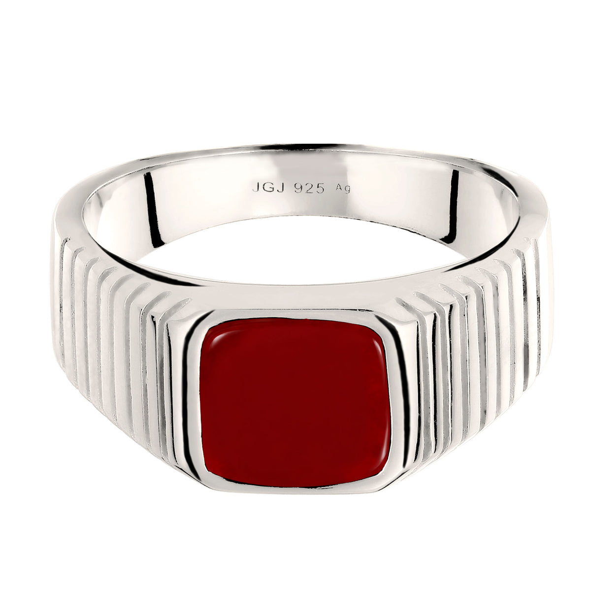 Silber - KUZZOI | Siegelring | Emaille Rot | 925 Sterling Silber