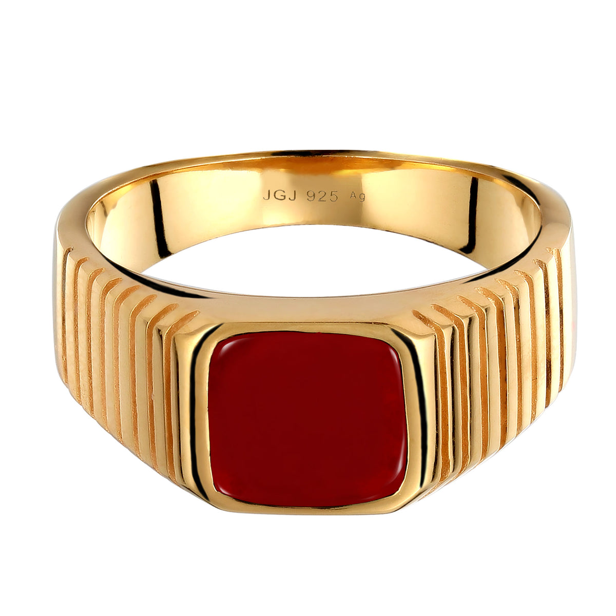 Gold - KUZZOI | Siegelring | Emaille Rot | 925 Sterling Silber vergoldet