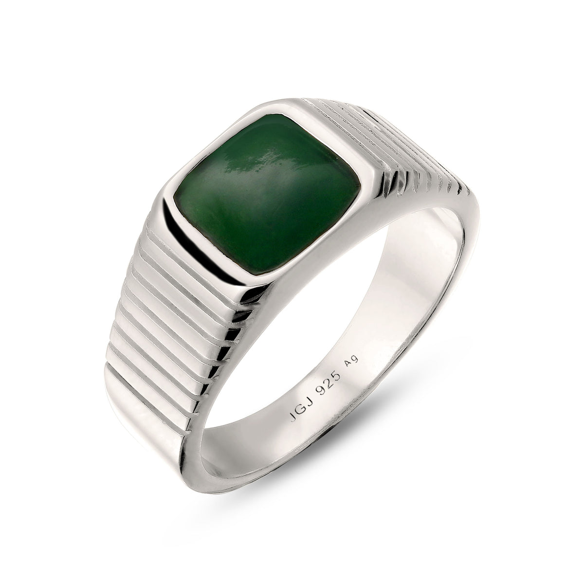 Silber - KUZZOI | Siegelring | Emaille Grün | 925 Sterling Silber