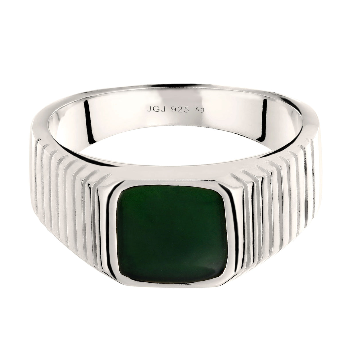 Silber - KUZZOI | Siegelring | Emaille Grün | 925 Sterling Silber