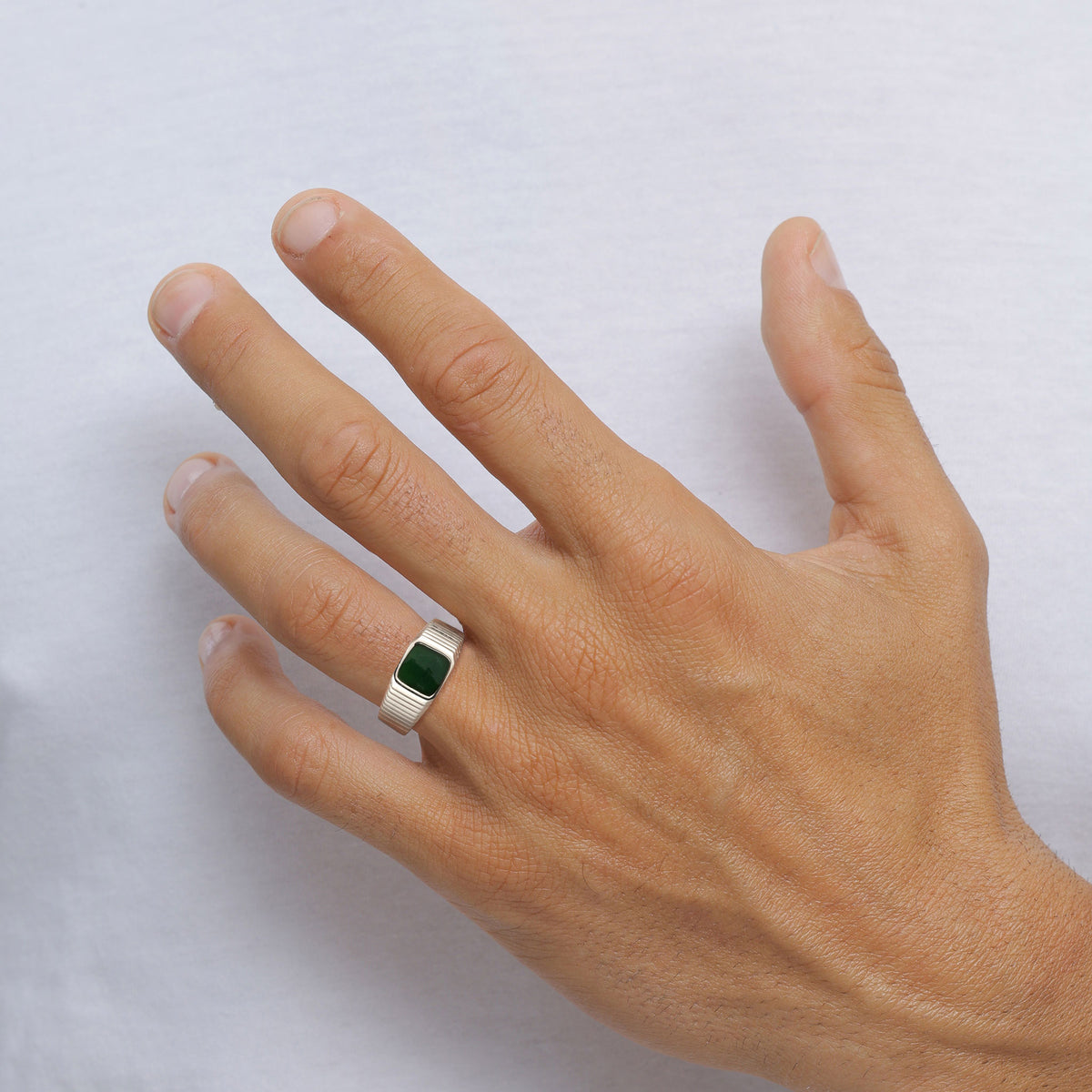 Silber - KUZZOI | Siegelring | Emaille Grün | 925 Sterling Silber