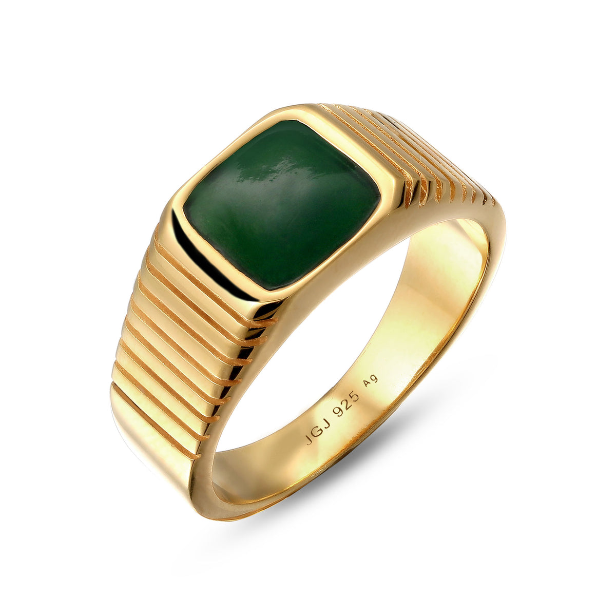 Gold - KUZZOI | Siegelring | Emaille Grün | 925 Sterling Silber vergoldet