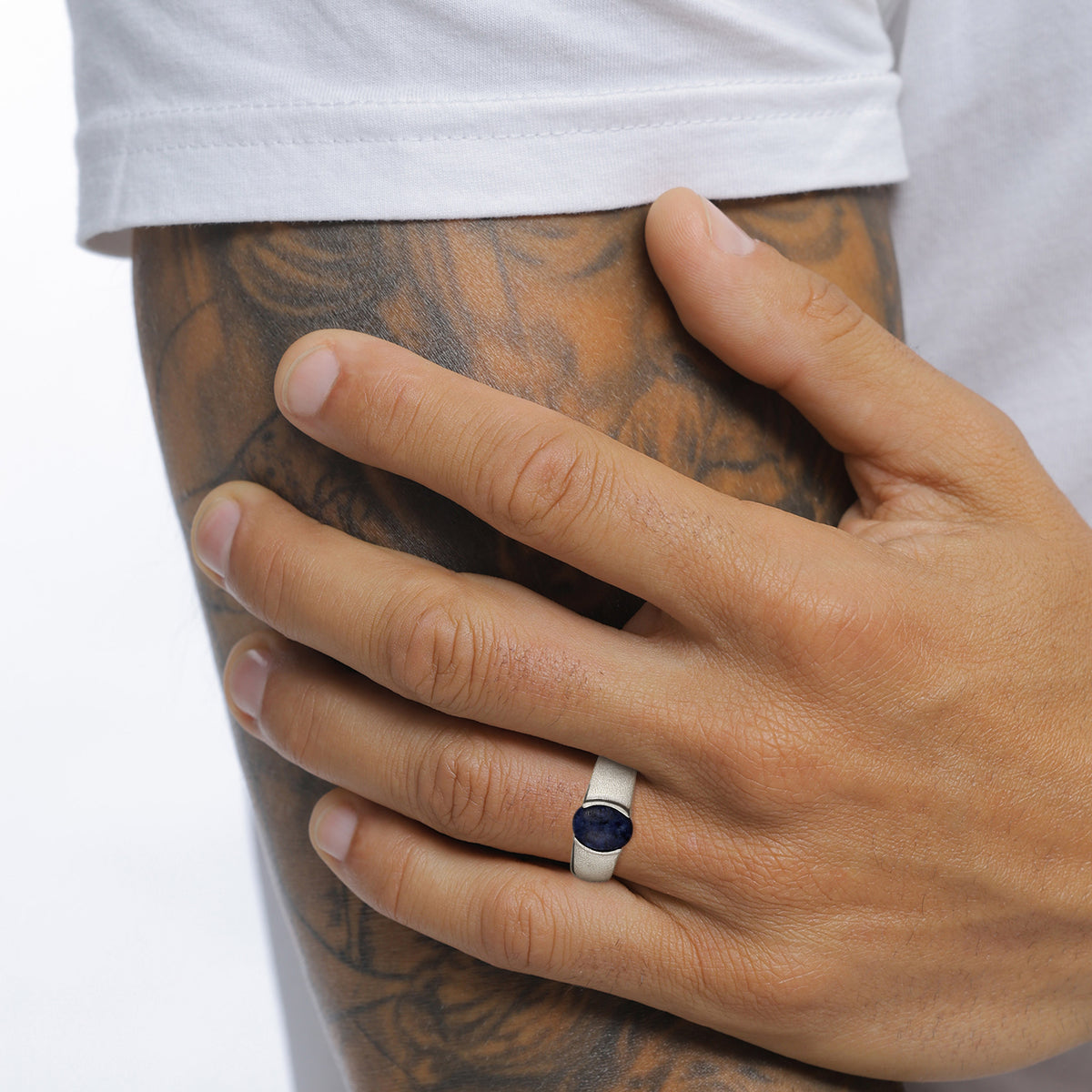 Silber - KUZZOI | Ring Siegelring | Lapislazuli Blau | 925 Sterling Silber