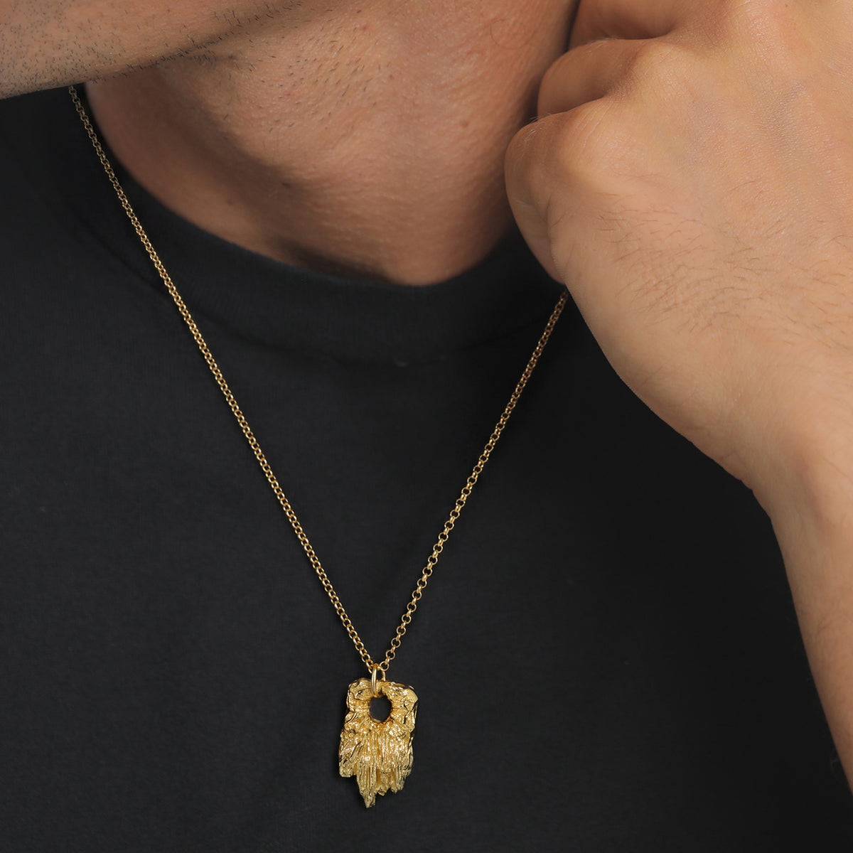 Gold - KUZZOI | Halskette | Organic Anhänger | 925 Sterling Silber vergoldet