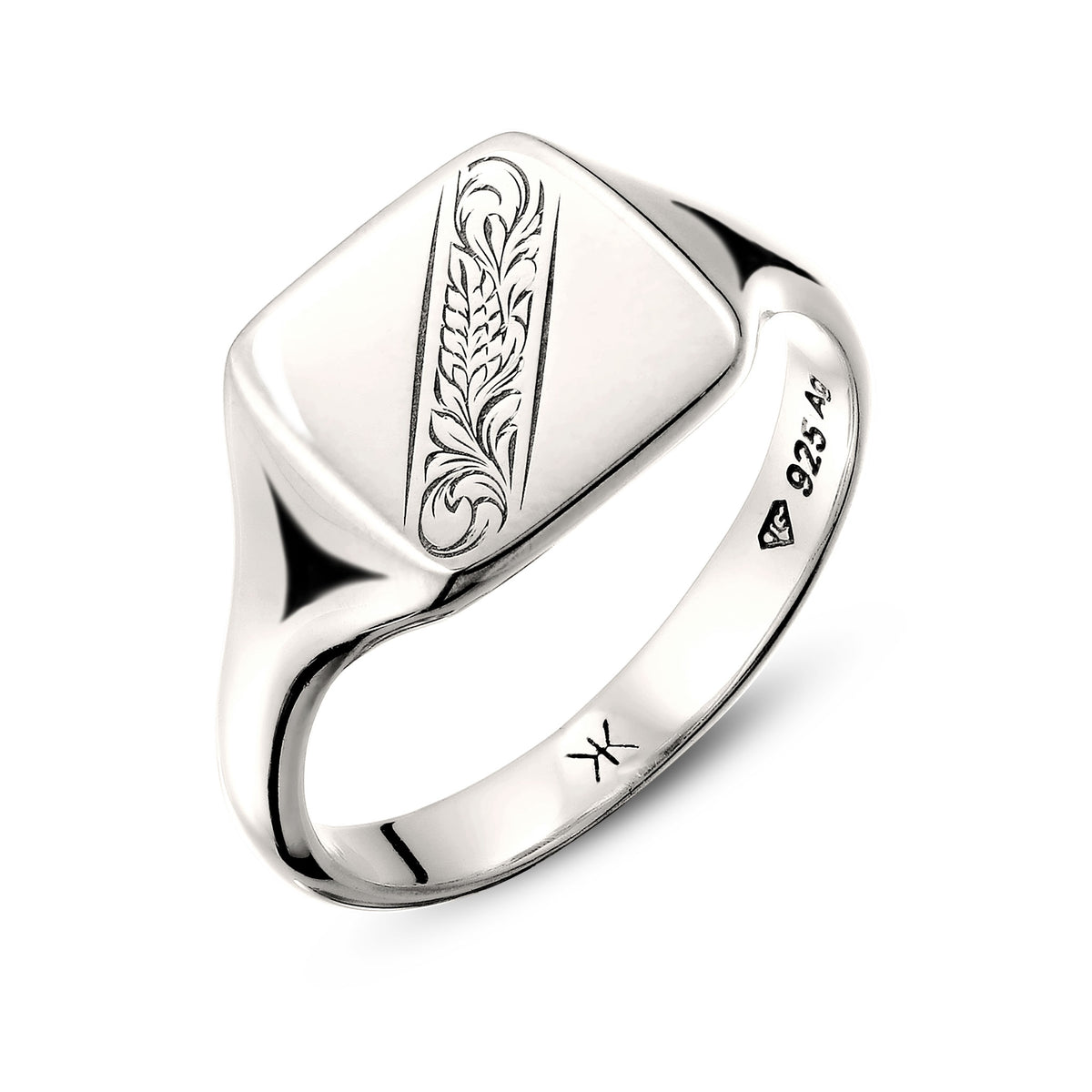 Silber - KUZZOI | Siegelring Floral Ornament | 925 Sterling Silber