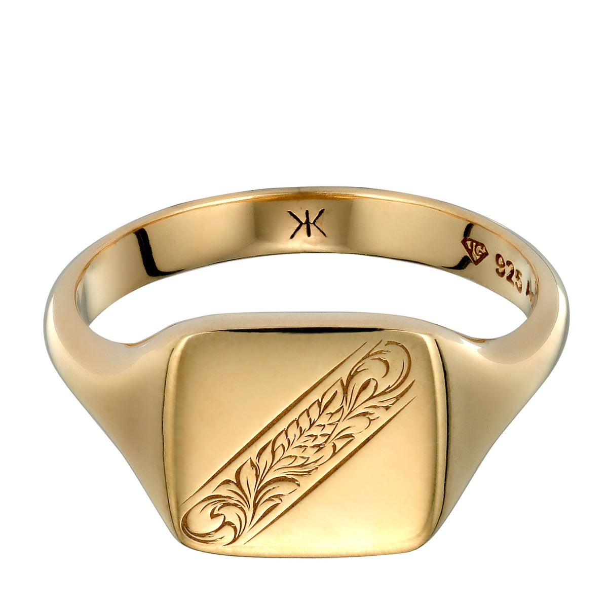 Gold - KUZZOI | Siegelring Floral Ornament | 925 Sterling Silber vergoldet