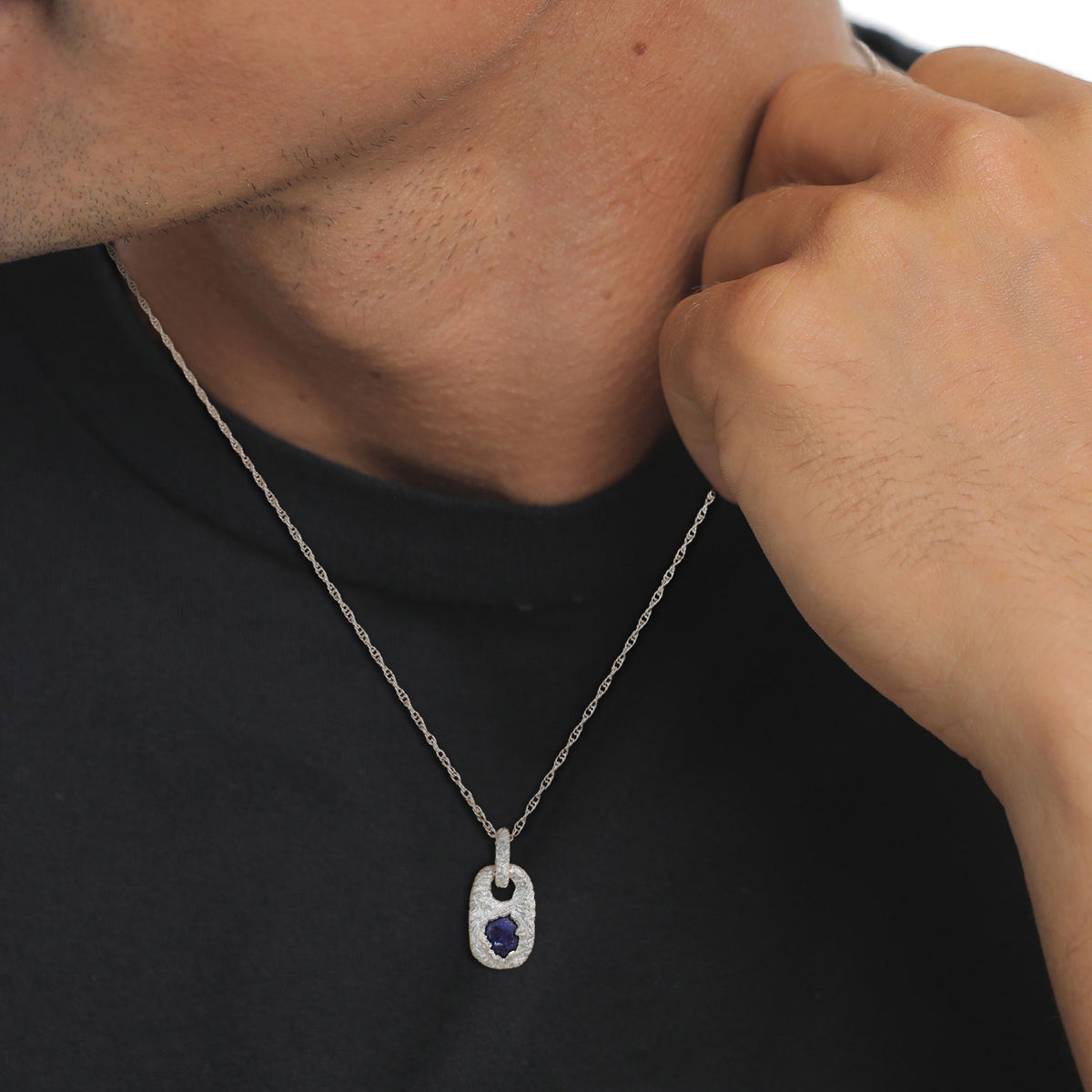 Silber - KUZZOI | Halskette | Lapislazuli Organic (Blau) | 925 Sterling Silber