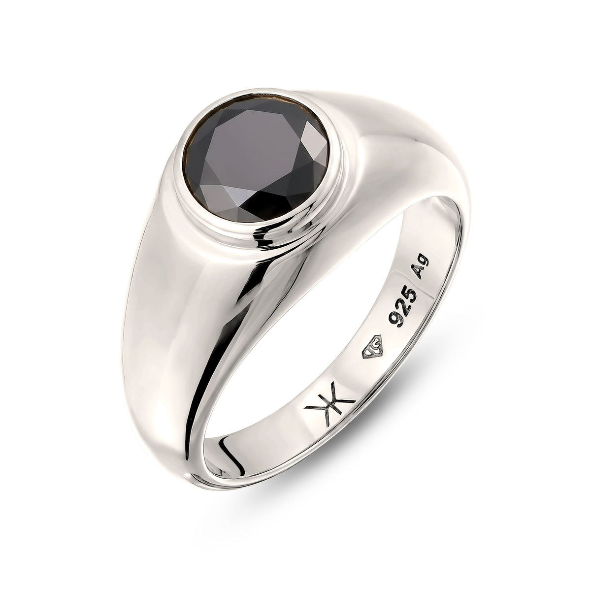 Silber - KUZZOI | Ring Siegelring | Zirkonia Schwarz | 925 Sterling Silber