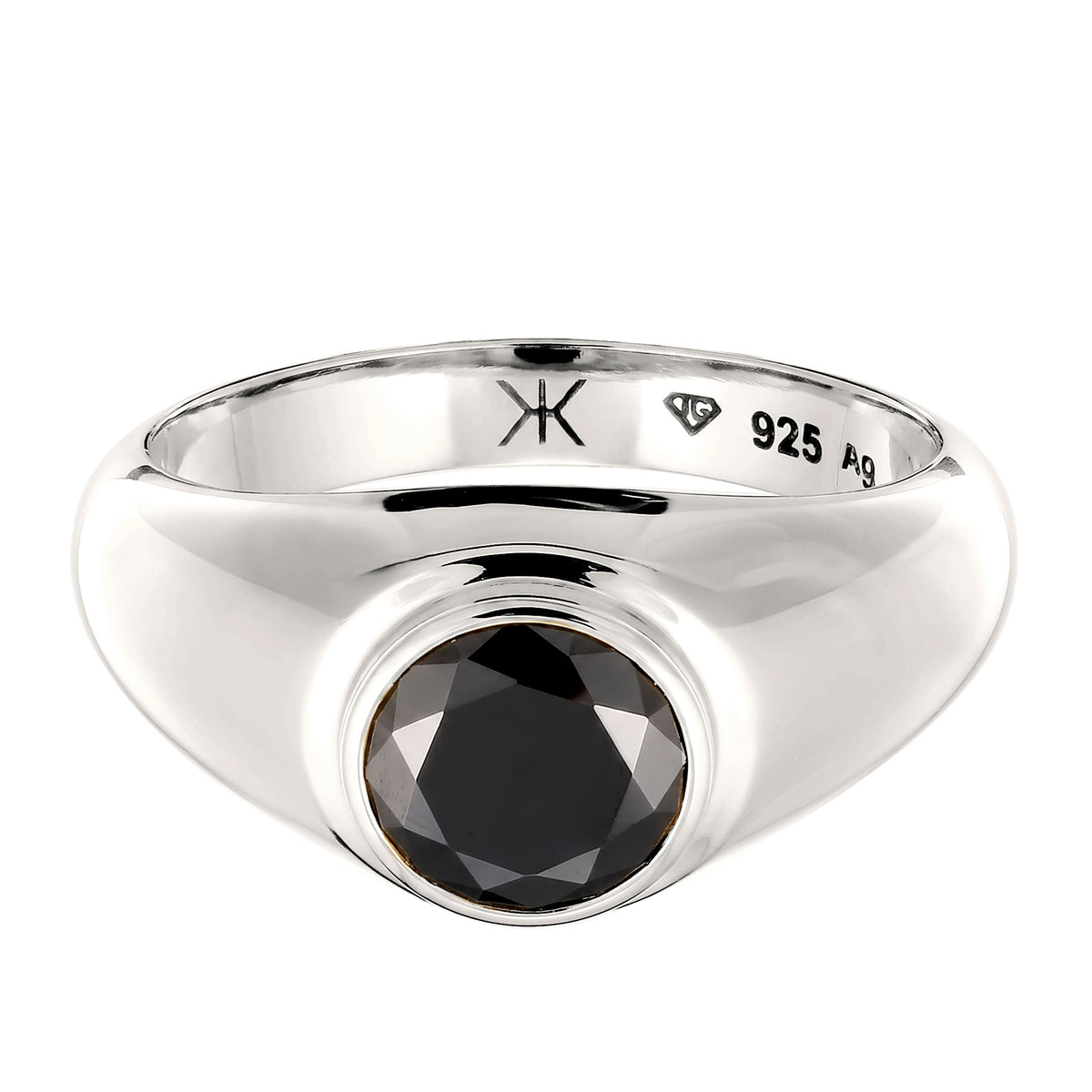 Silber - KUZZOI | Ring Siegelring | Zirkonia Schwarz | 925 Sterling Silber