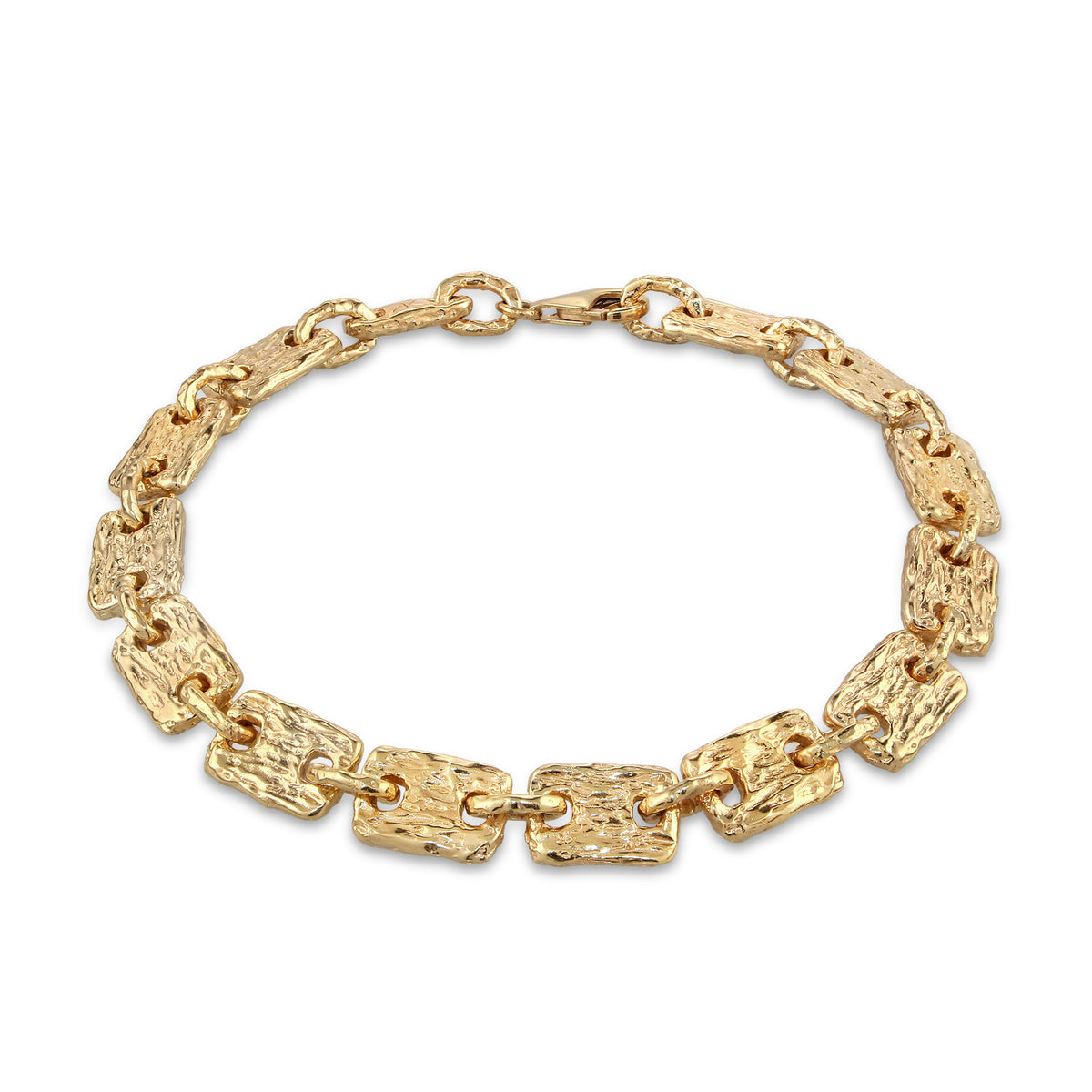 Gold - KUZZOI | Armband | Rechteck Struktur | 925 Sterling Silber vergoldet